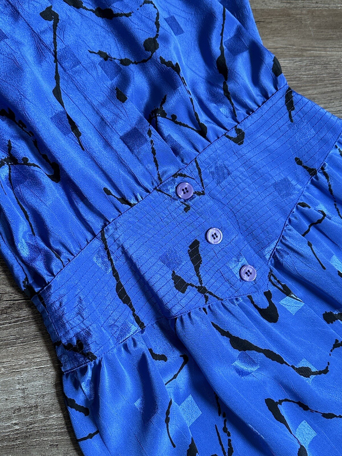 Vintage Billy Jack For Her Dress Size 7/8 Blue With Black Splatter Design