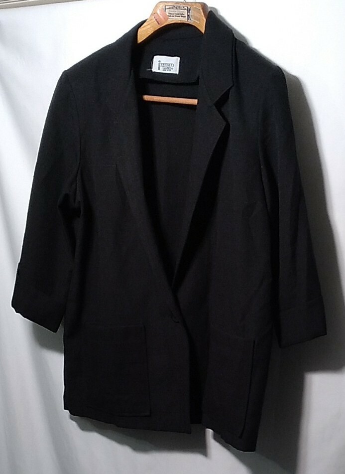 VTG suit jacket black blazer womens 20 (48 chest) 3/4 sleeve USA Cricket Lane