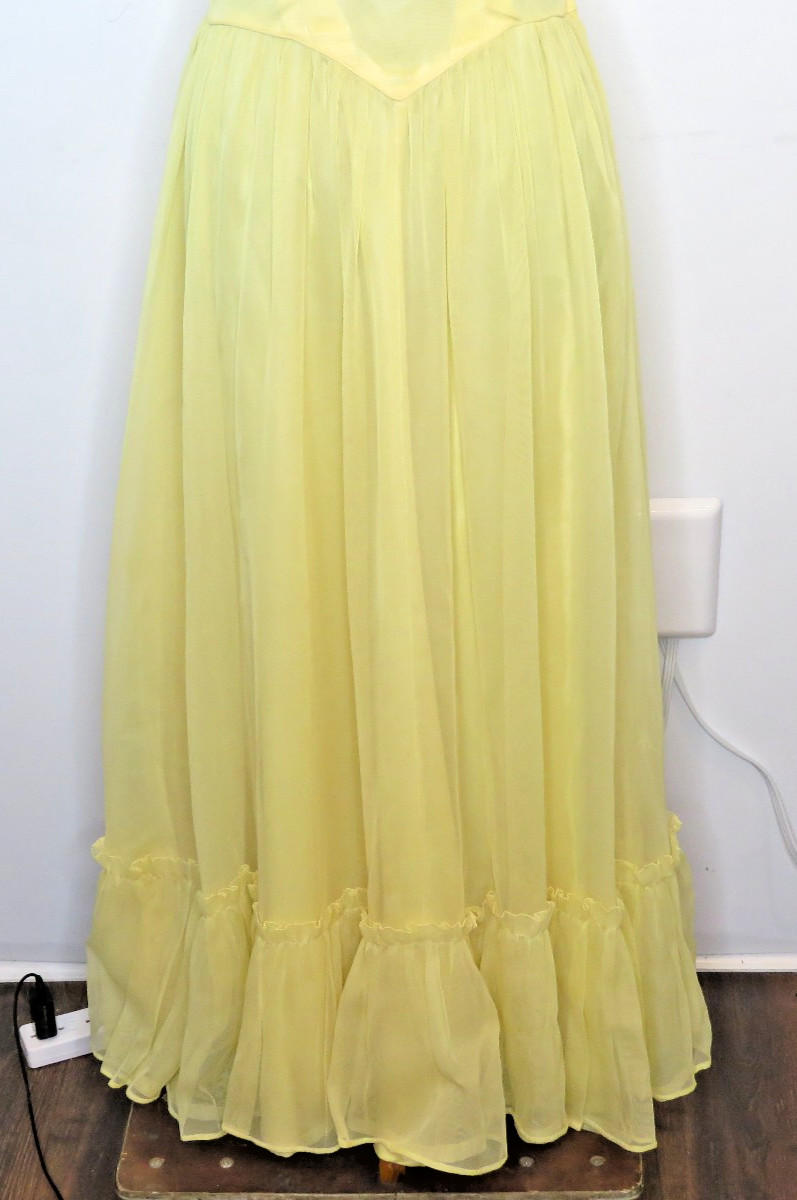 VINTAGE 1950’s FRED PERLBERG Dance Originals Yellow Dress S M Formal Gown EUC