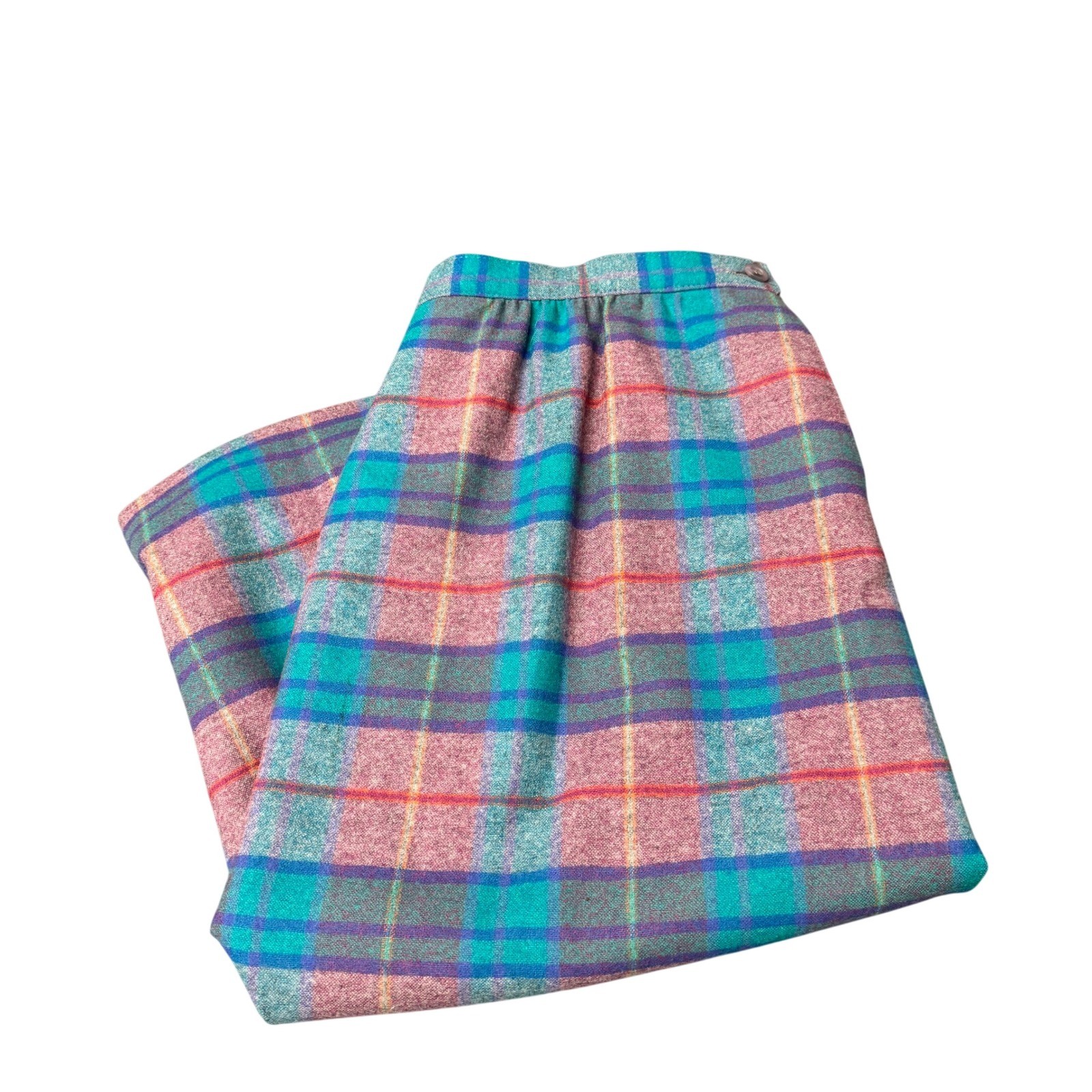 Pendleton Wool Skirt Womens 18 (35×28 ACTUAL) Plaid Purple Blue Vintage USA