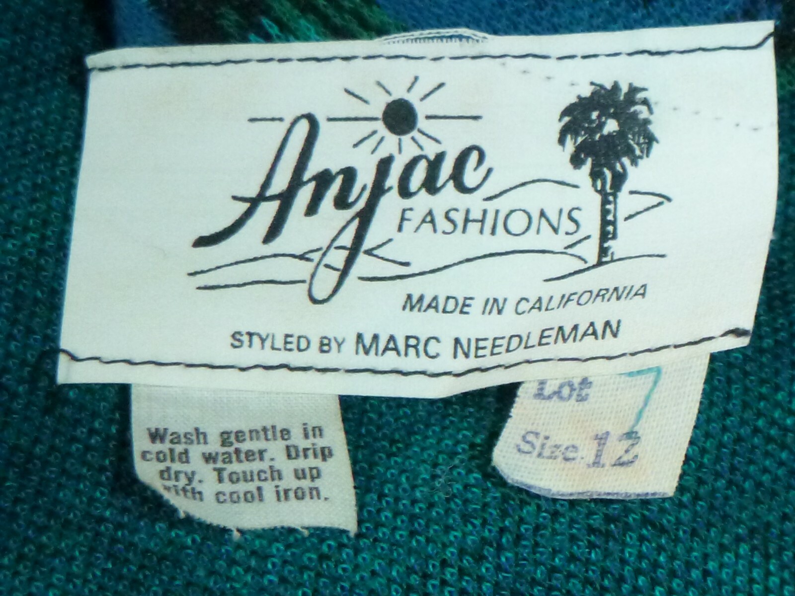 Vtg 60s Anjac Fashions Top Skirt & Scarf Knit Outfit Set Peacock Feathers Sz 12