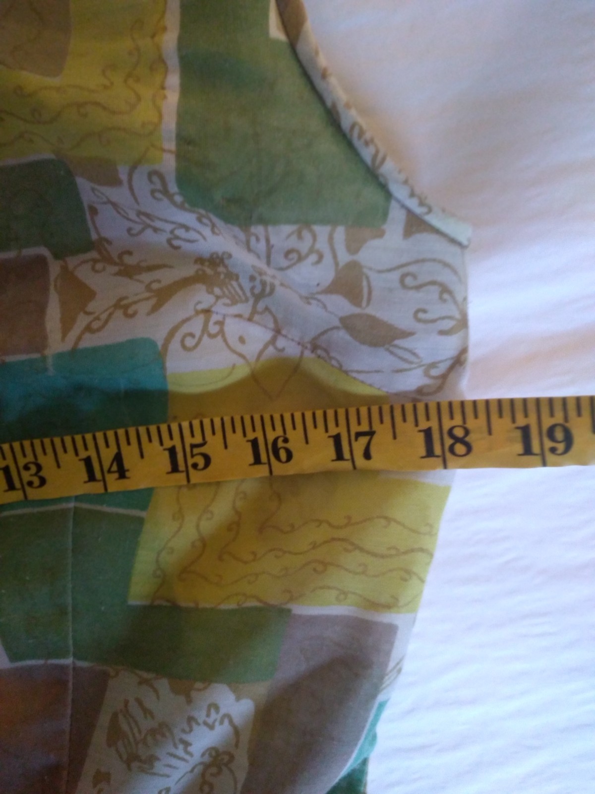 Vintage 50s Dress M Novelty Print Green Yellow Original Belt cotton chiffon 60s