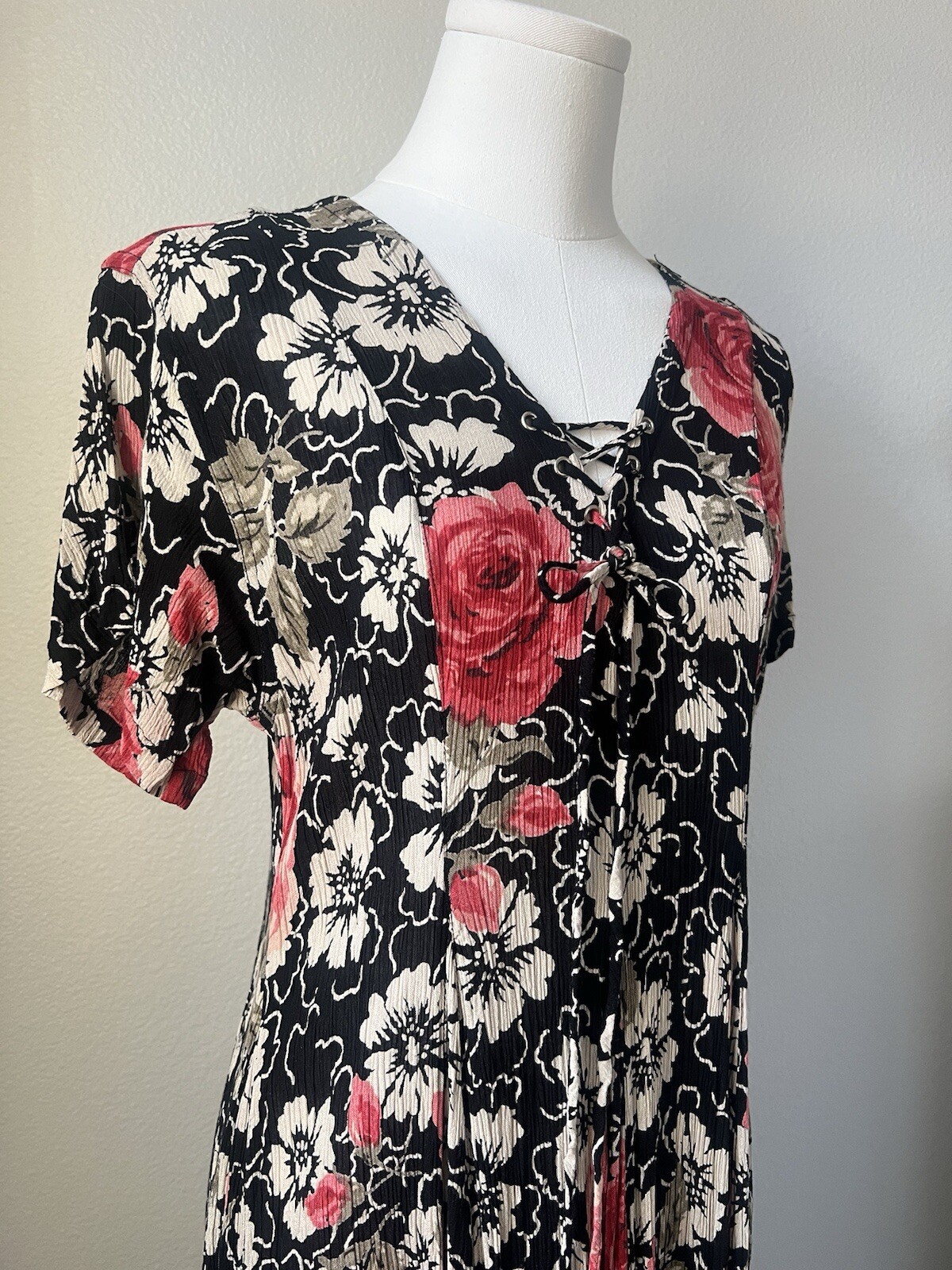 Vintage 90’s Starina Floral Rose Grunge Fairy Fit And Flare Maxi Dress Size S