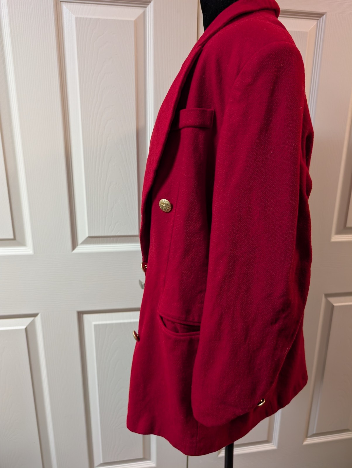 Laura Scott Vintage Blazer Red Wool Shell Gold Buttons Women’s Size 14