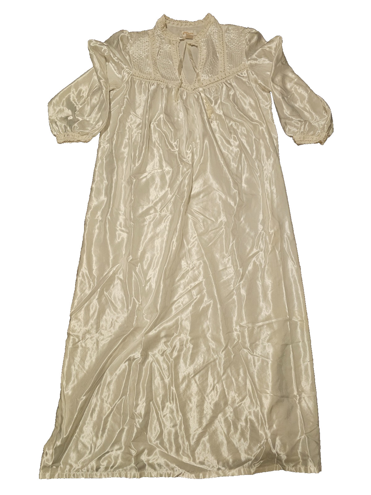 Vintage Ilise Stevens White Pintucked Flounced Nightgown Sz Large Grannycore