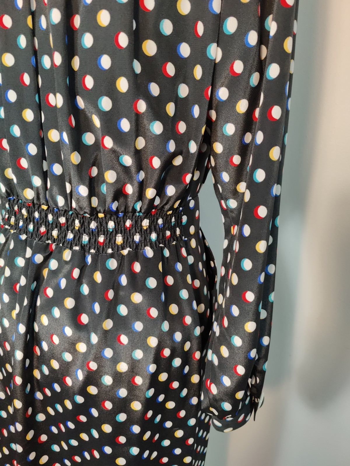 Vtg Leslie Fay 80’s Polka Dot Secretary Dress Sz M Career Shoulder Pads Pockets