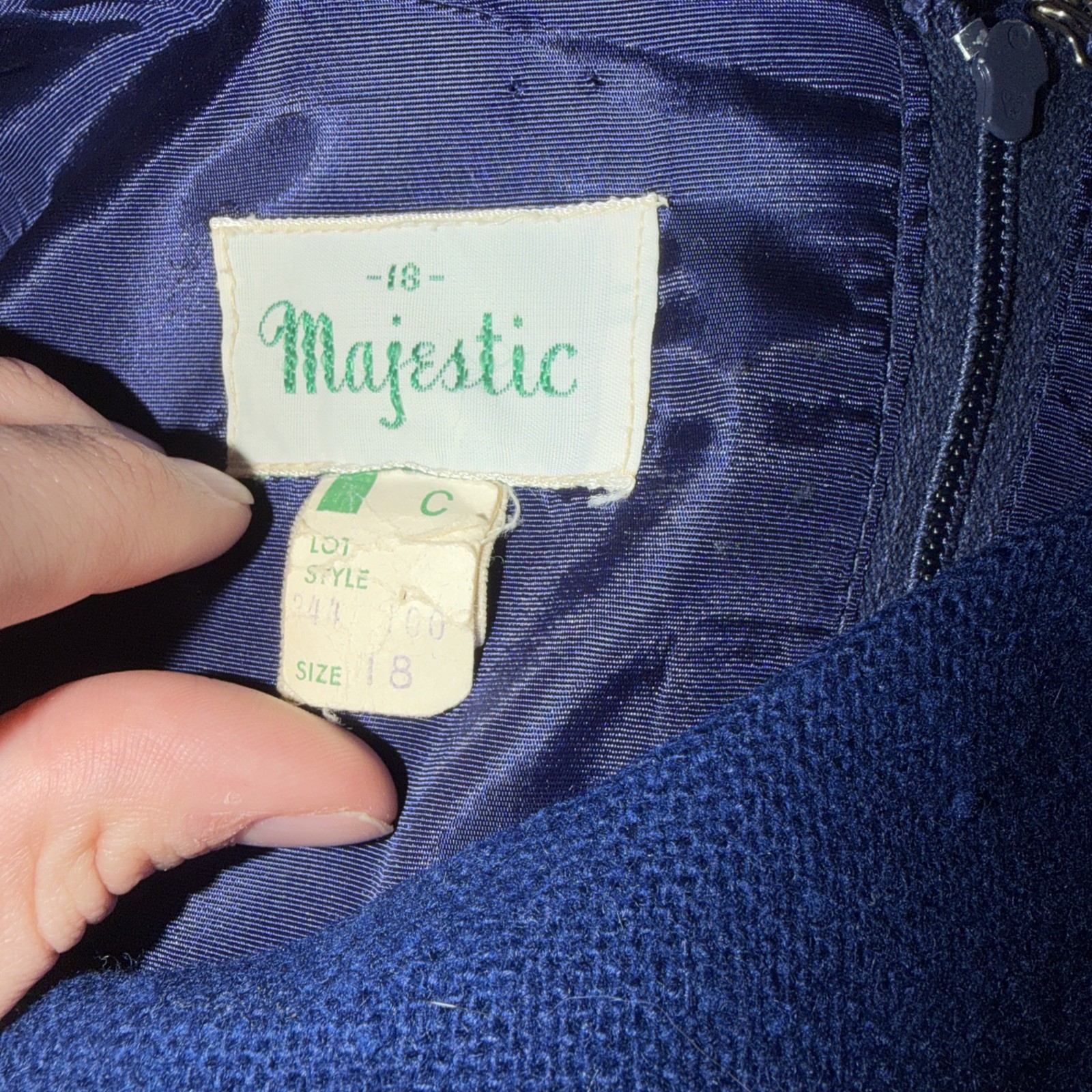 Vintage Majestic Blue Sleeveless Shift Dress Sz 18 Mod Gogo