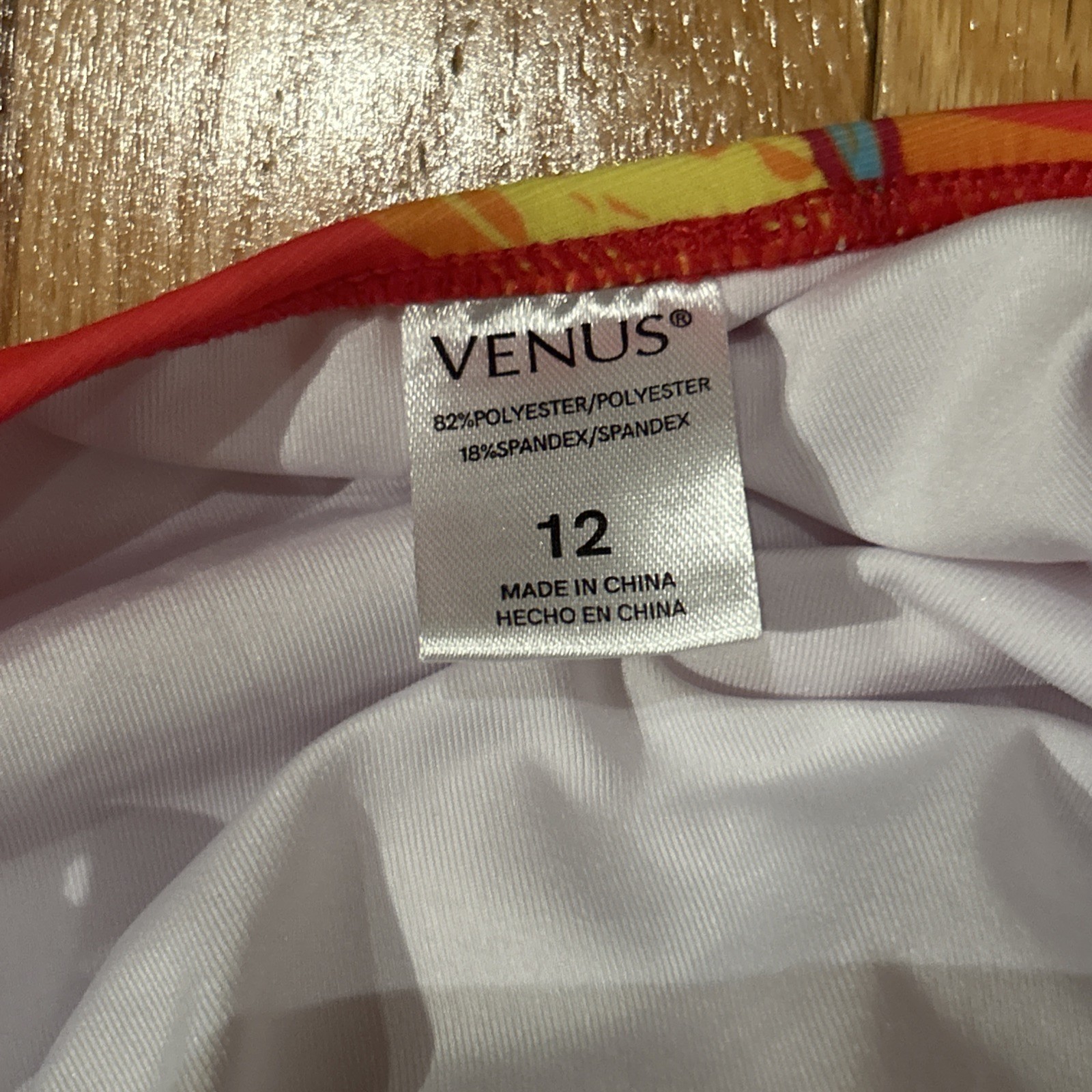 VENUS ONE PIECE SWIMSUIT! Cute Salmon Turquoise Colorful Great Tan Skirt Sz 12