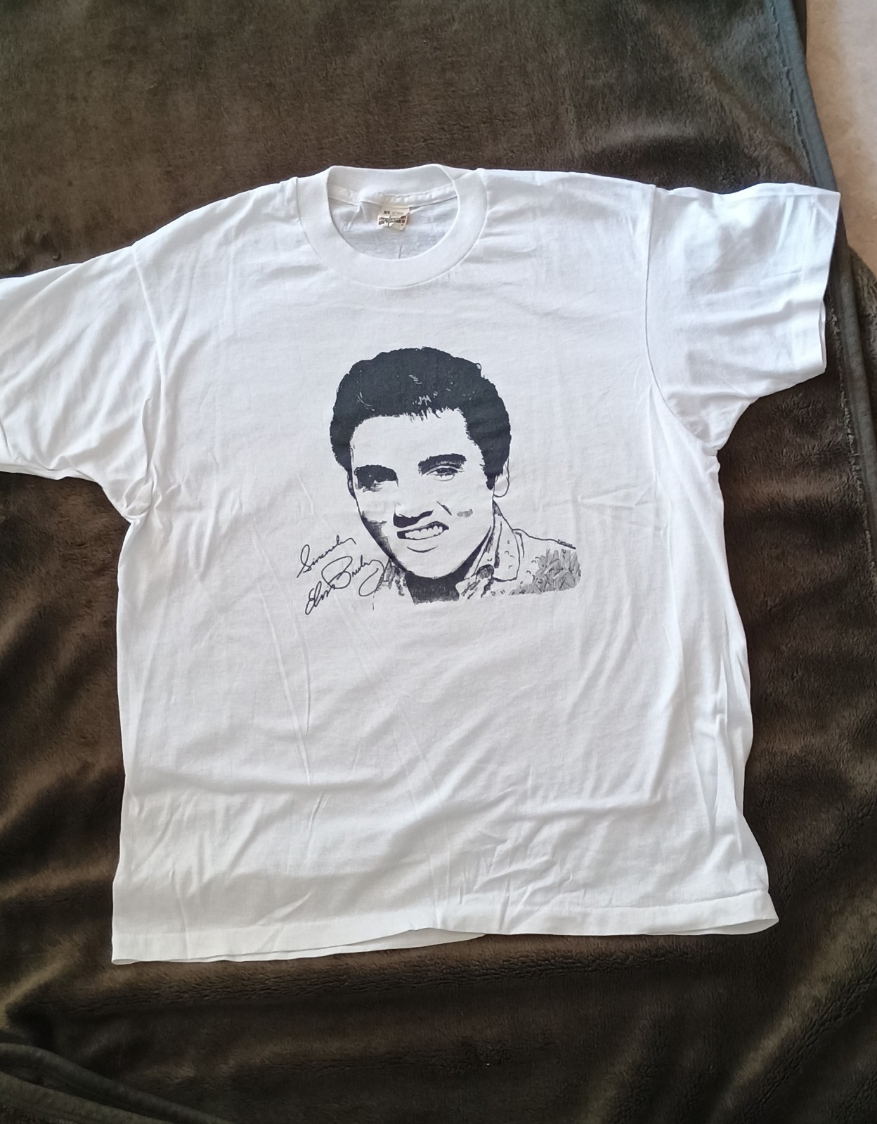 VTG 80’s ELVIS Presley Autograph Screen Printed Tee Screen Stars Ladies XL