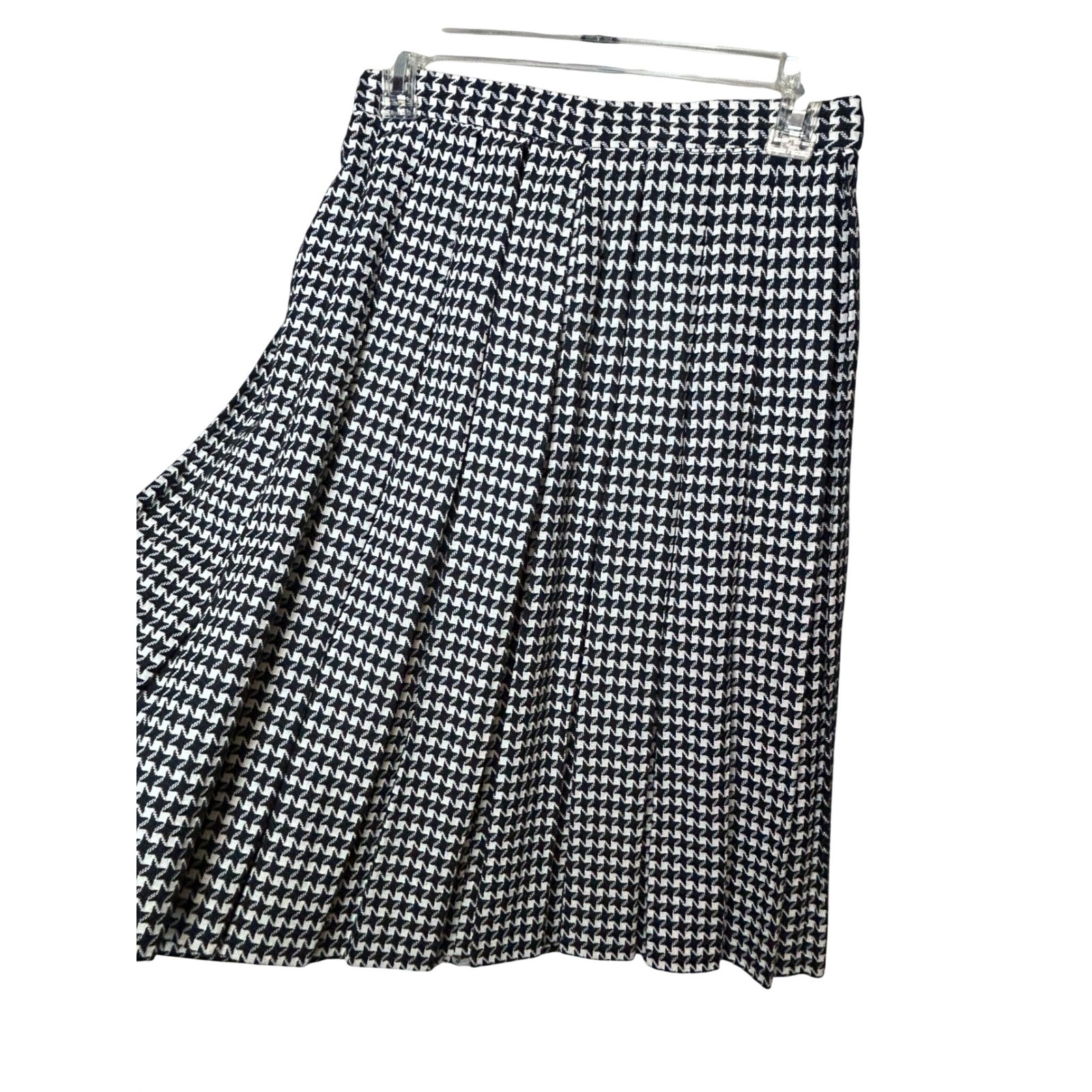 Vintage Herman Marcus Black White Houndstooth Vest and Pleated Skirt Set Size 12