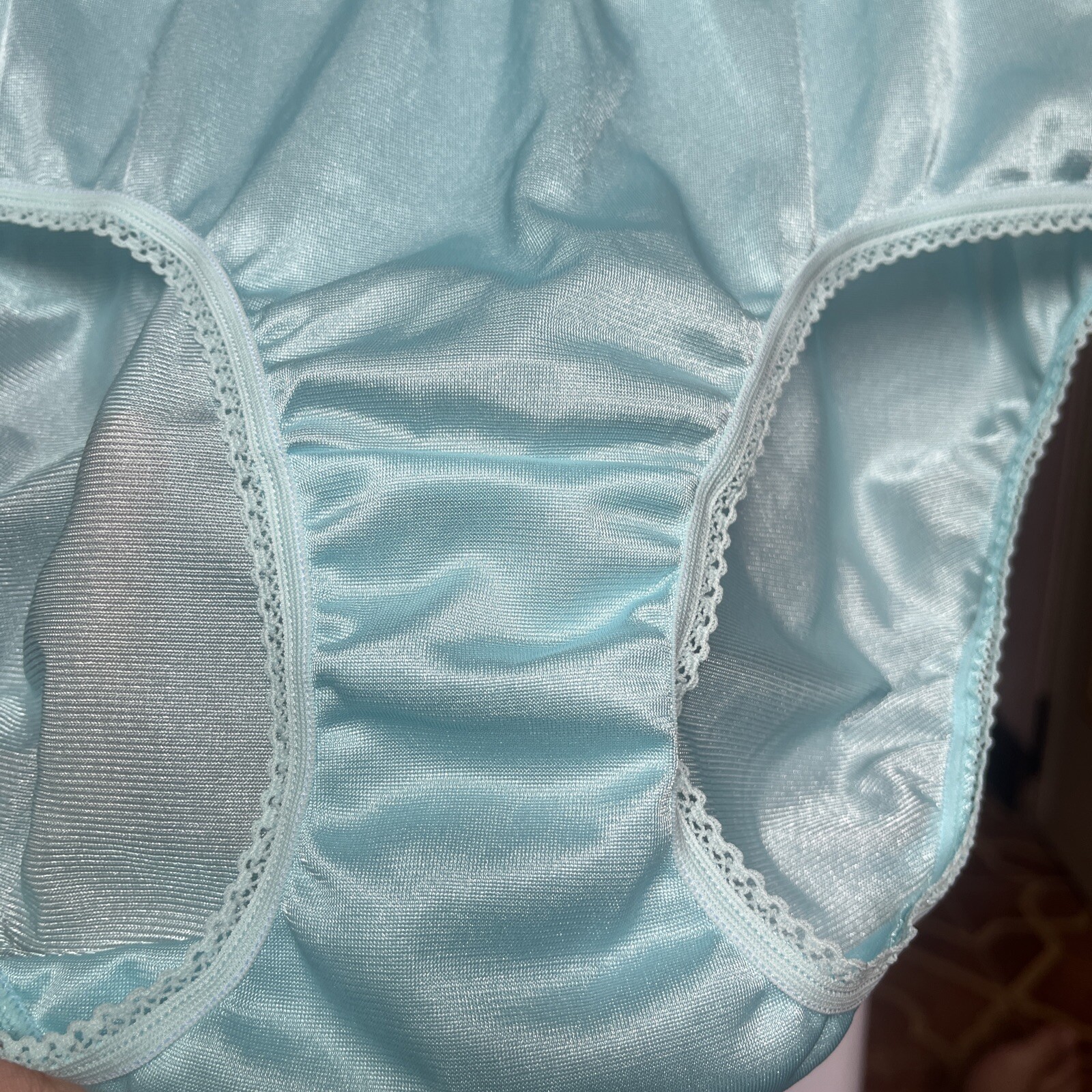 3X Vintage Panties Nylon Classic Briefs Bikini Trim Lace Size 6 Hip 39 Inch