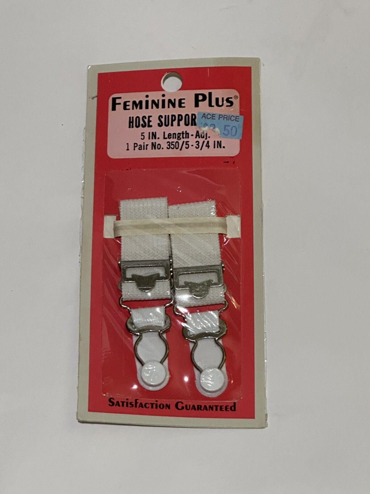 Feminine Plus Garter Support Grips Vintage 5 In. Length Adjustable White