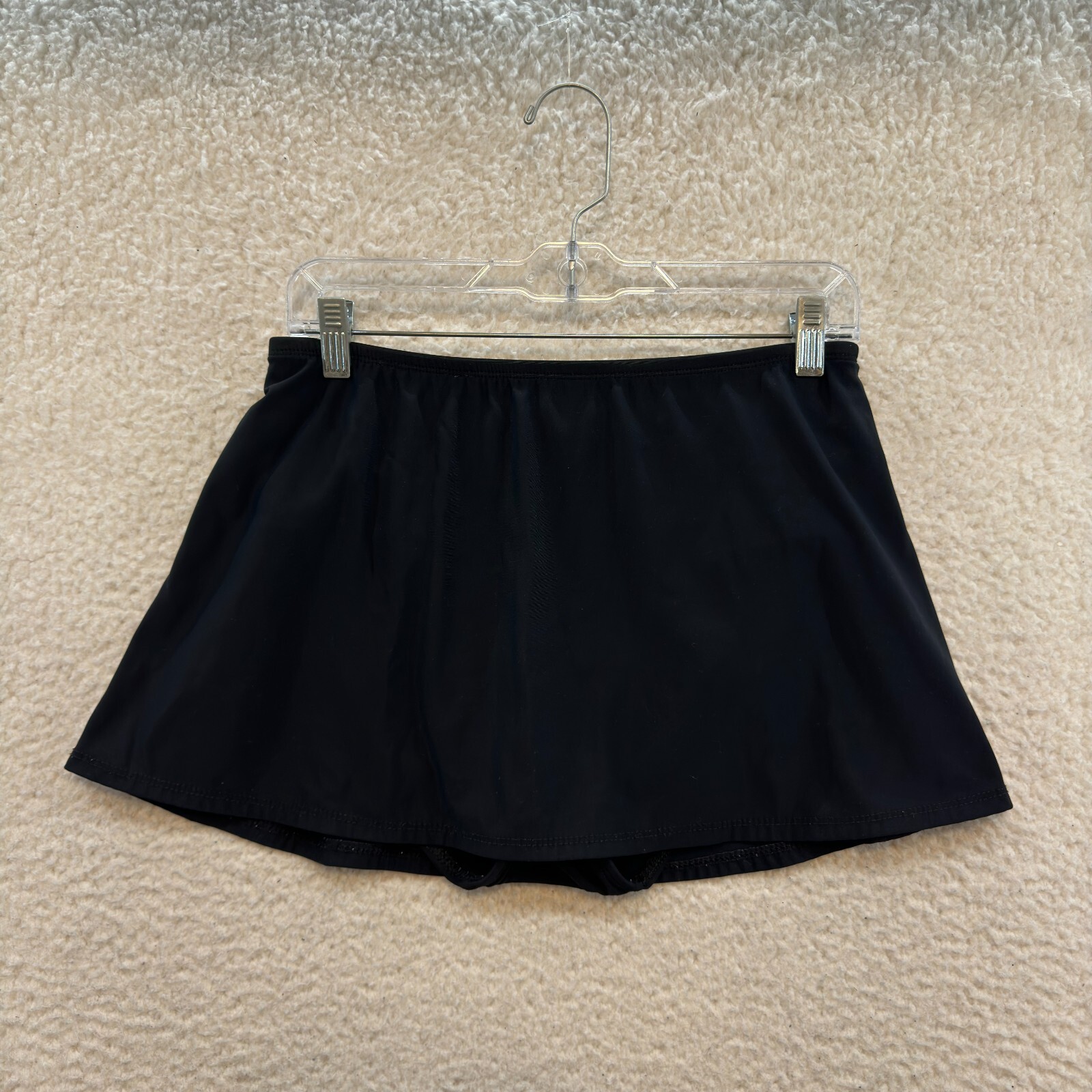 90s Vintage Swim Skirt Bottoms 12 L Large Black Lined Cover Up Sporty Swimsuit