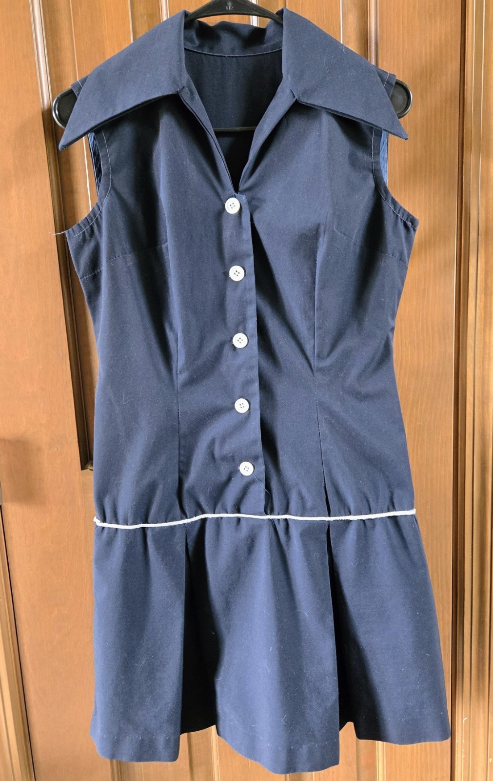 SALE womens VINTAGE 1970’s navy blue & white Button Up ROMPER one piece Size 13