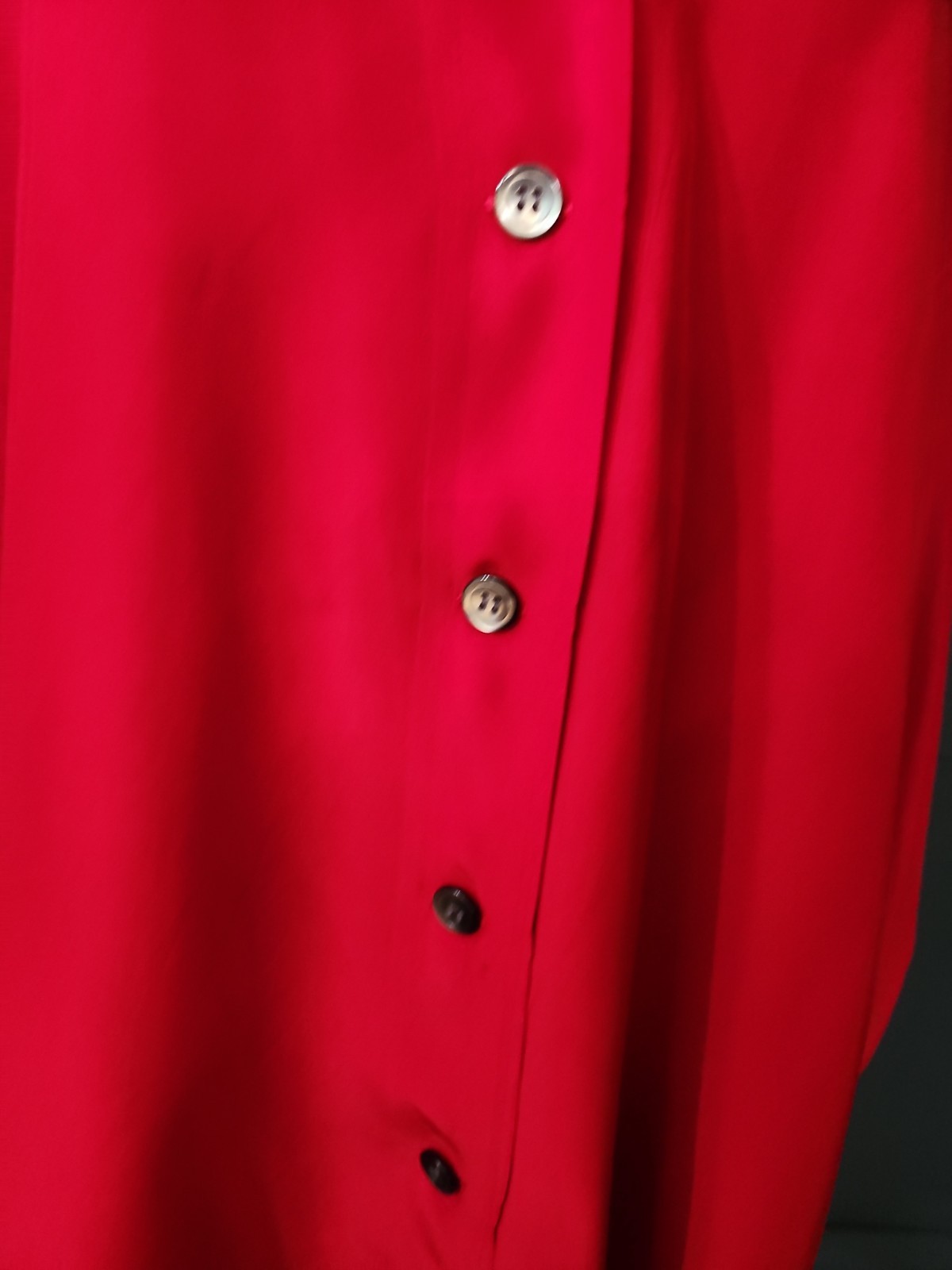 Vintage Blouse KIKIT Maurice Sasoon Sz S 100% Silk Red Long Sleeve Button Up…
