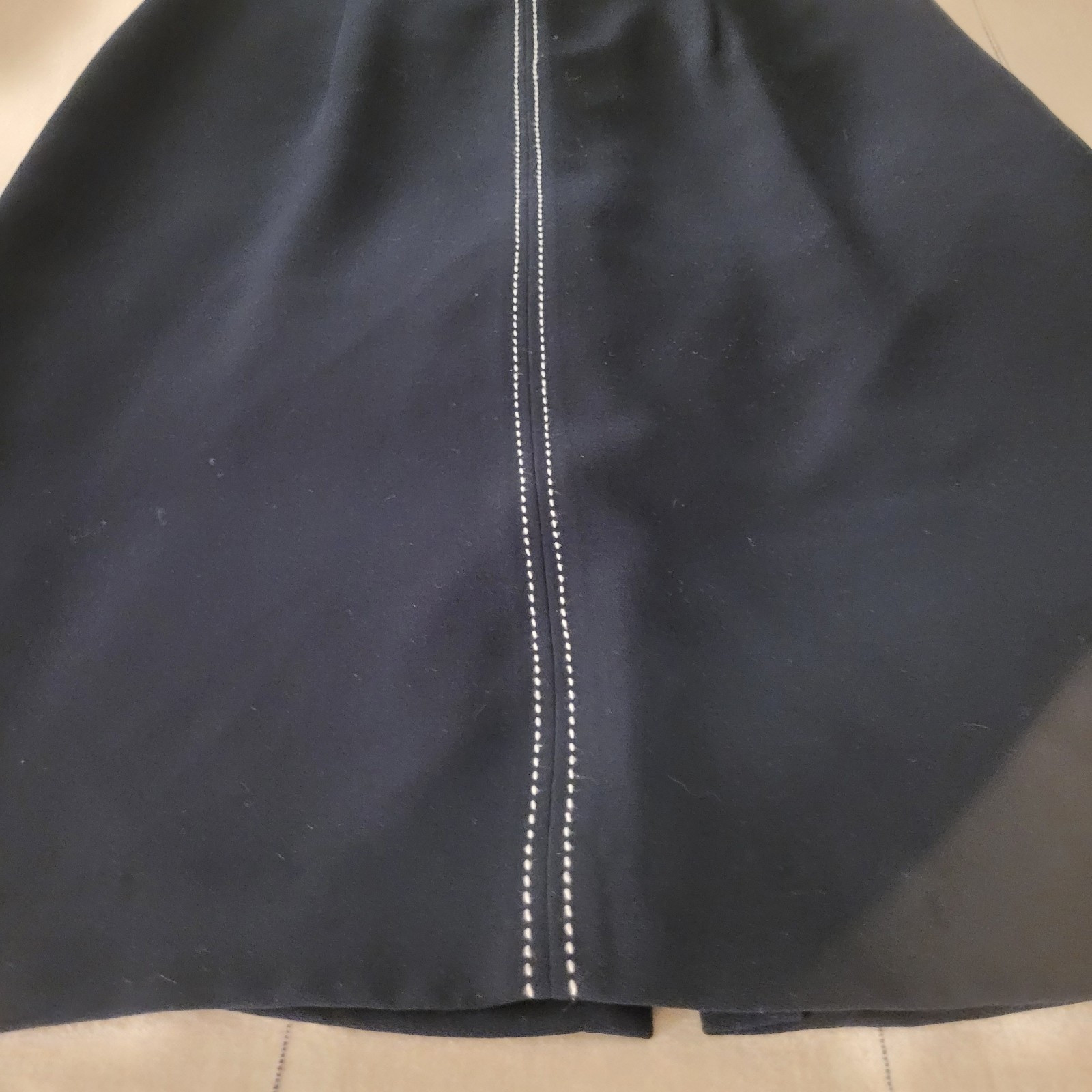 Vintage David Warren Dark Navy Blue White Ticking Sheath 1960s Dress Large
