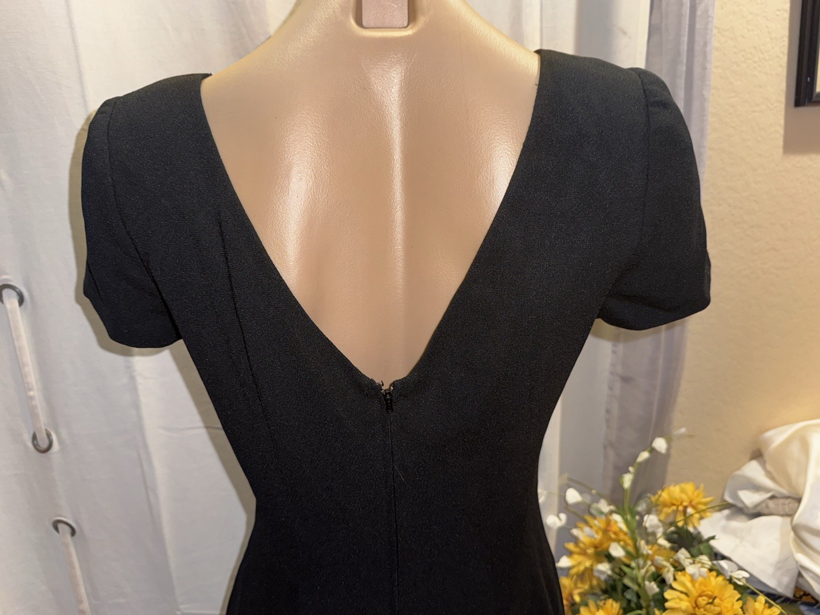 VTG Morton Myles for the Warrens Wiggle Ruffle Short Sleeve Black Dress Sz 4