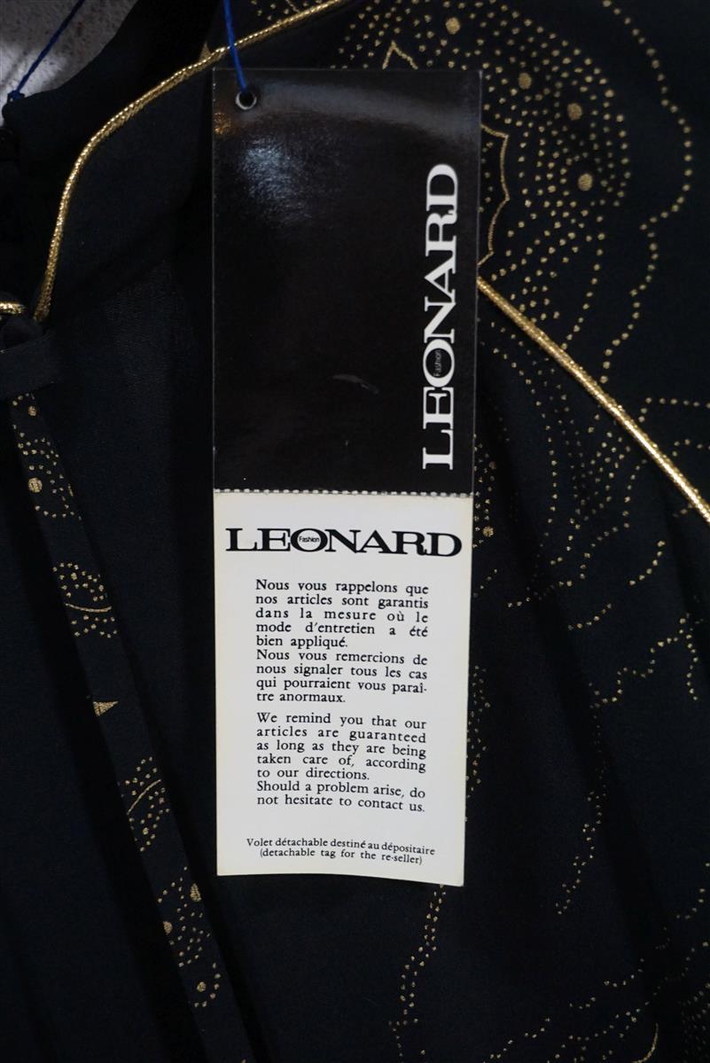 Genuine Leonard Paris Mikado Or Noir Dellic 100% Silk Evening Dress Vintage 40-42