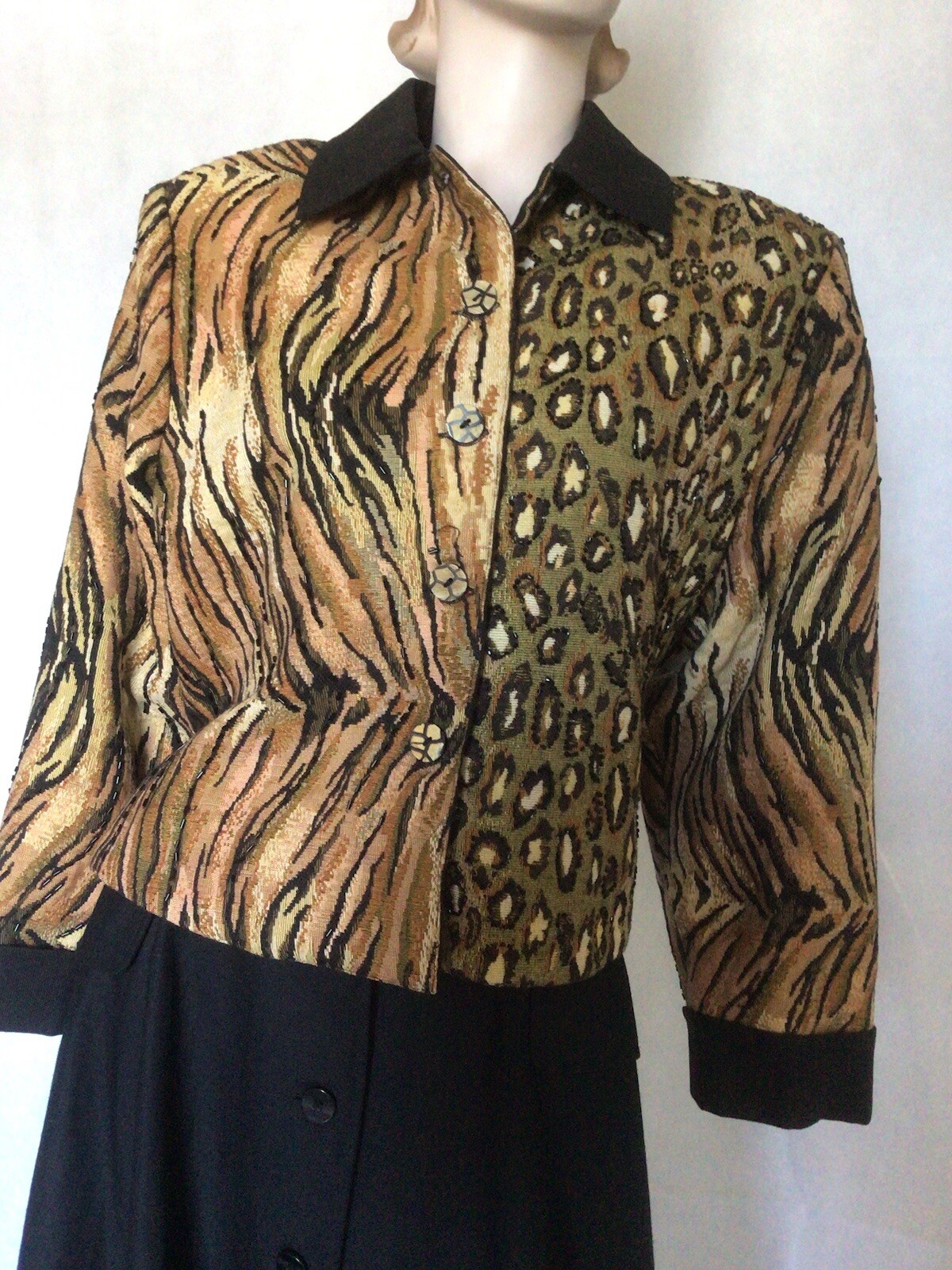 Vintage 80’s Anage Animal Print Beaded Jacket Size M