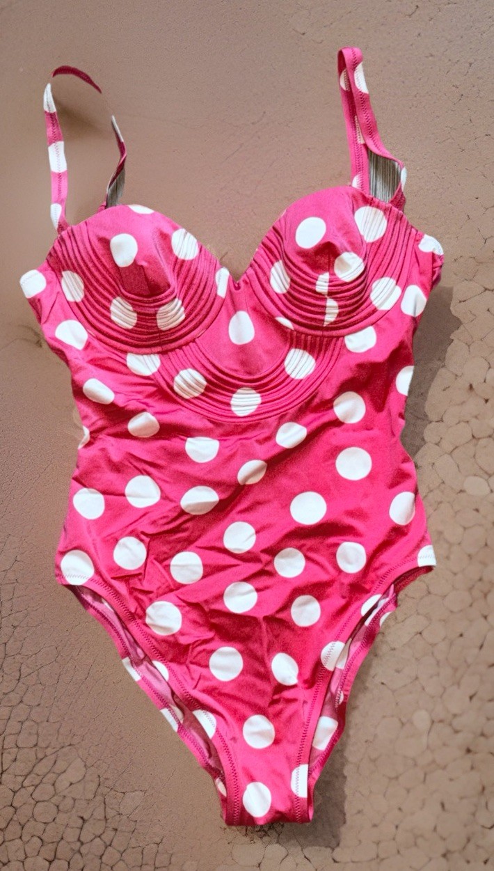 Domani Vintage Swimsuit NEW NWT 90’s Polka Dot Bathing Suit Italian Italy Luxury