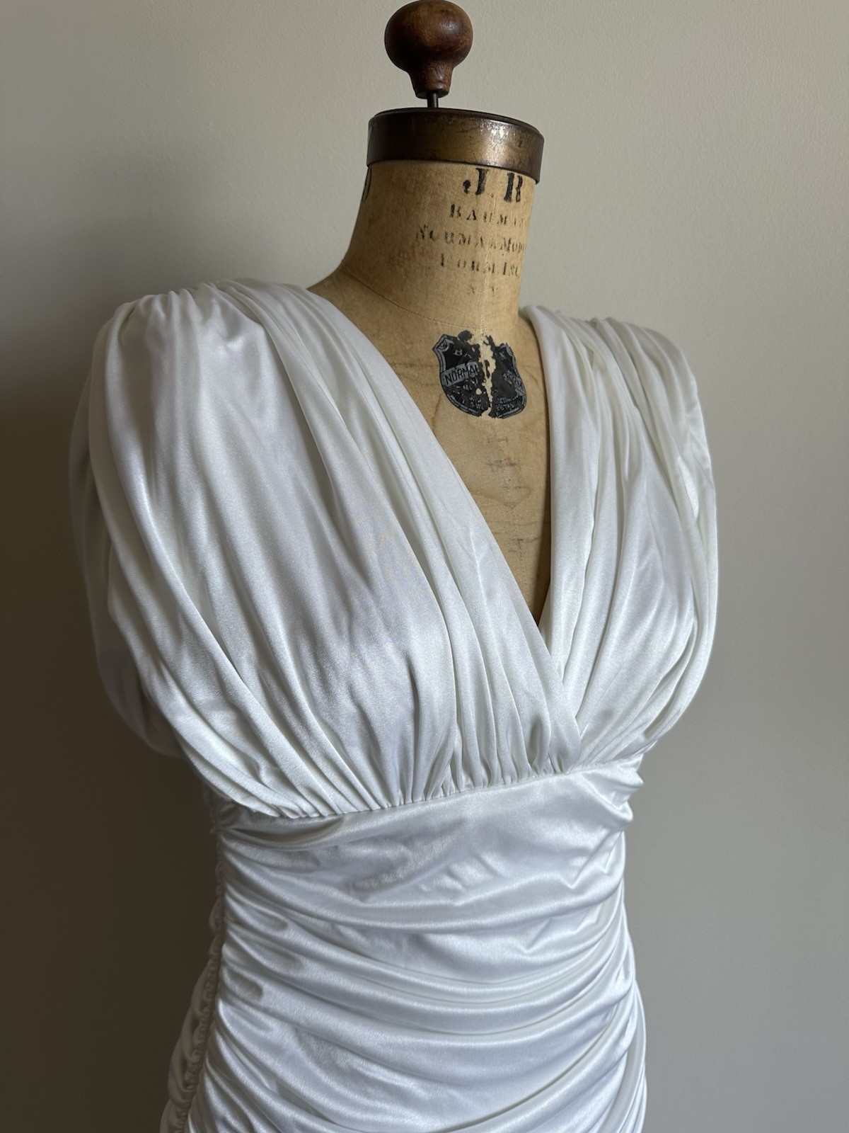 Vtg Lizzy & Johnny by Lucero Draped White Dress. Washed. May smell moth balls.