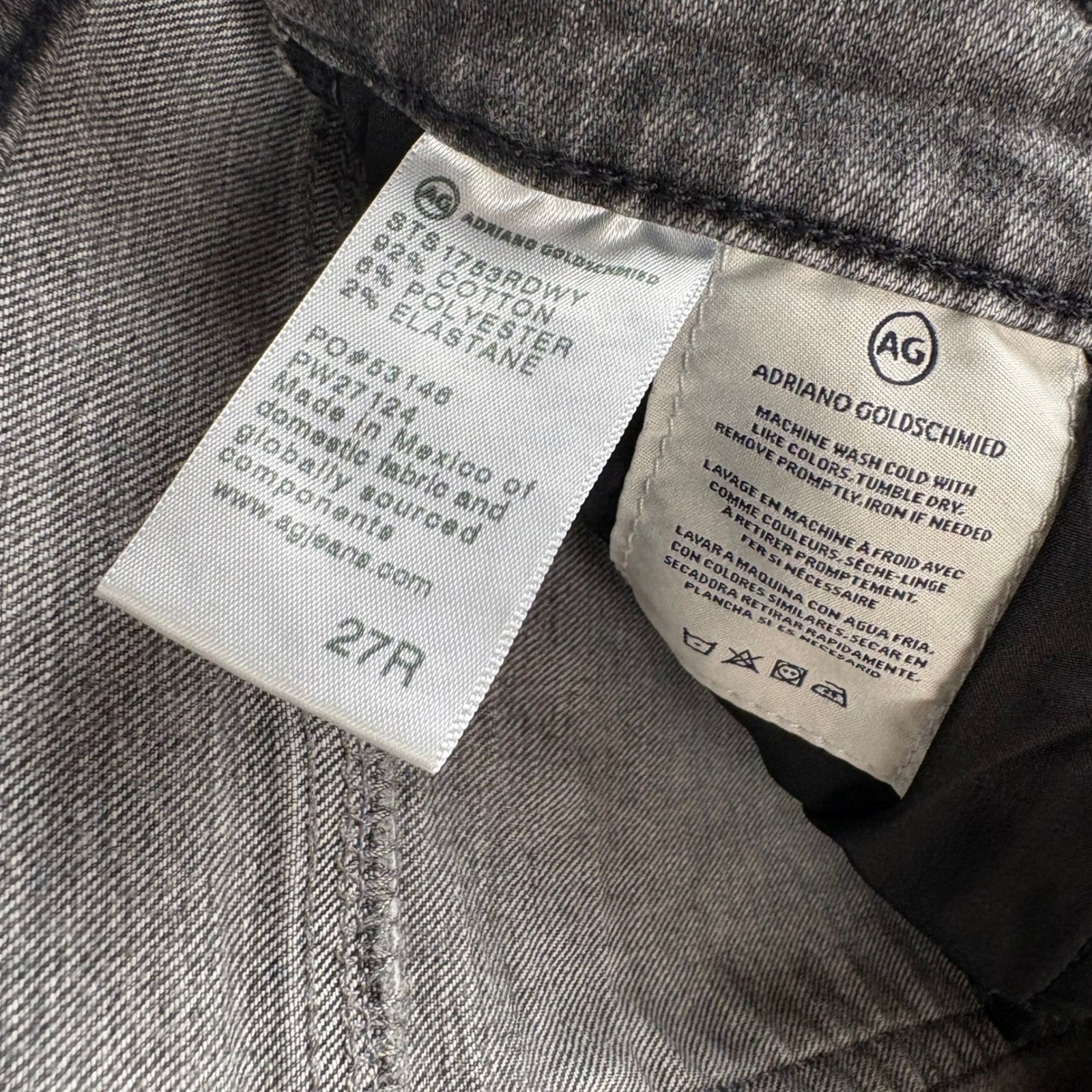 AG Adriano Goldschmied Isabelle High Rise Straight Crop Jeans Gray Sz 27 Vintage