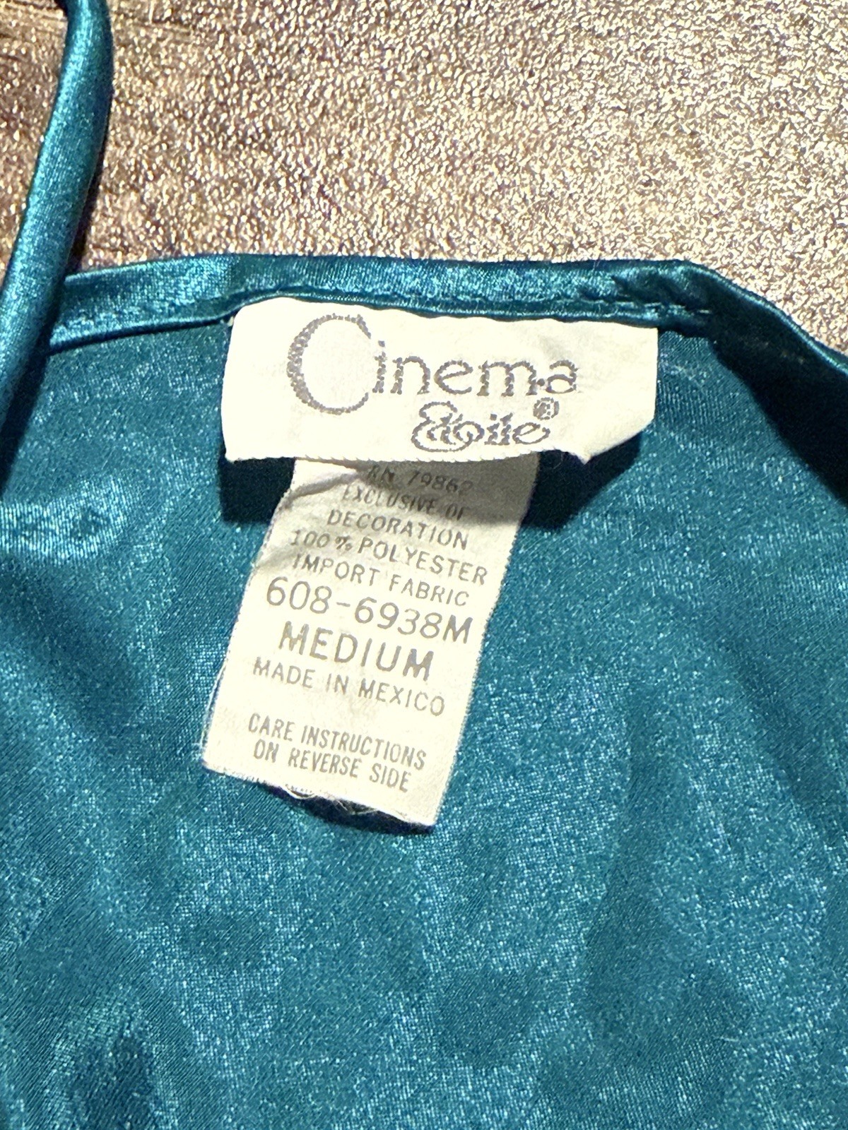 Vintage Cinema Etoile 80s Teal Satin Ruffle Babydoll Slip Lingerie Dress Medium