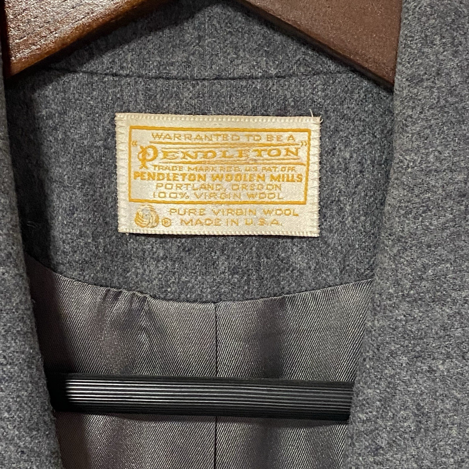 Vintage Pendleton Womens Sz 10 Tall Double Breasted Wool Coat Gray USA Mint EUC