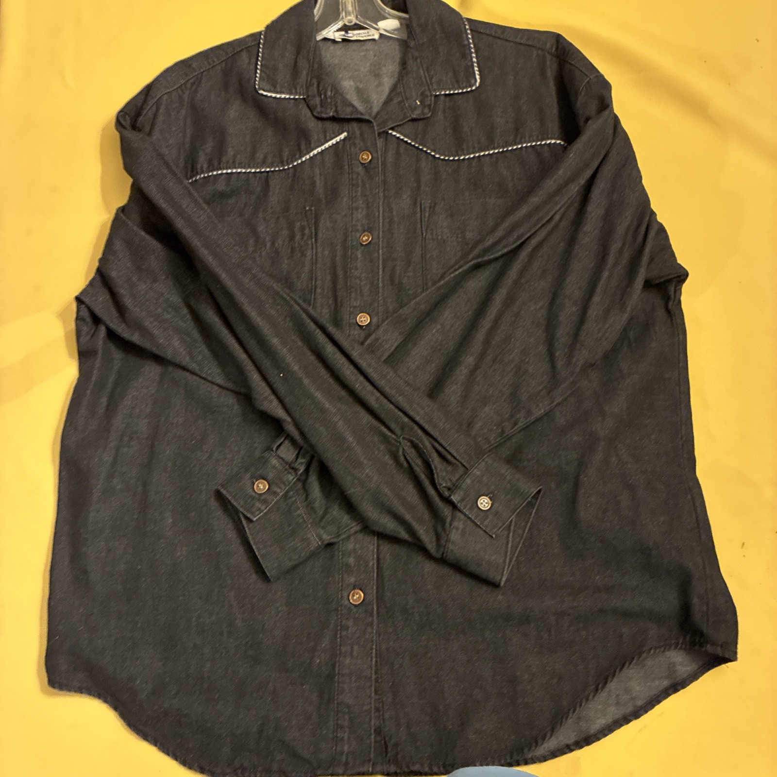 Vtg GOTCHA COVERED woman’s western shirt large black Piping Cotton Long Sleeve
