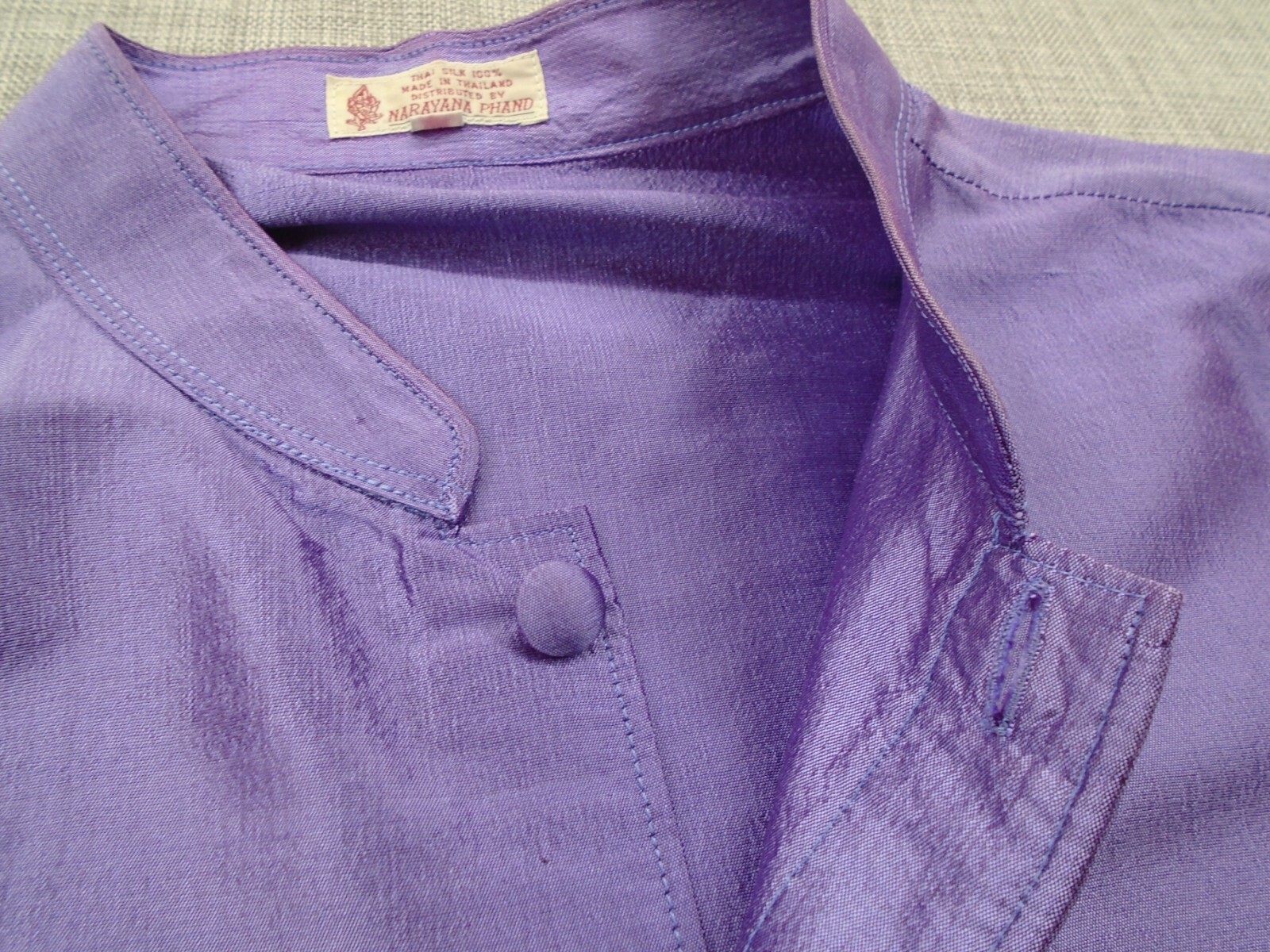 Silk Thai 100% Silk Shirt Short Sleeve Button Up XXL Purple