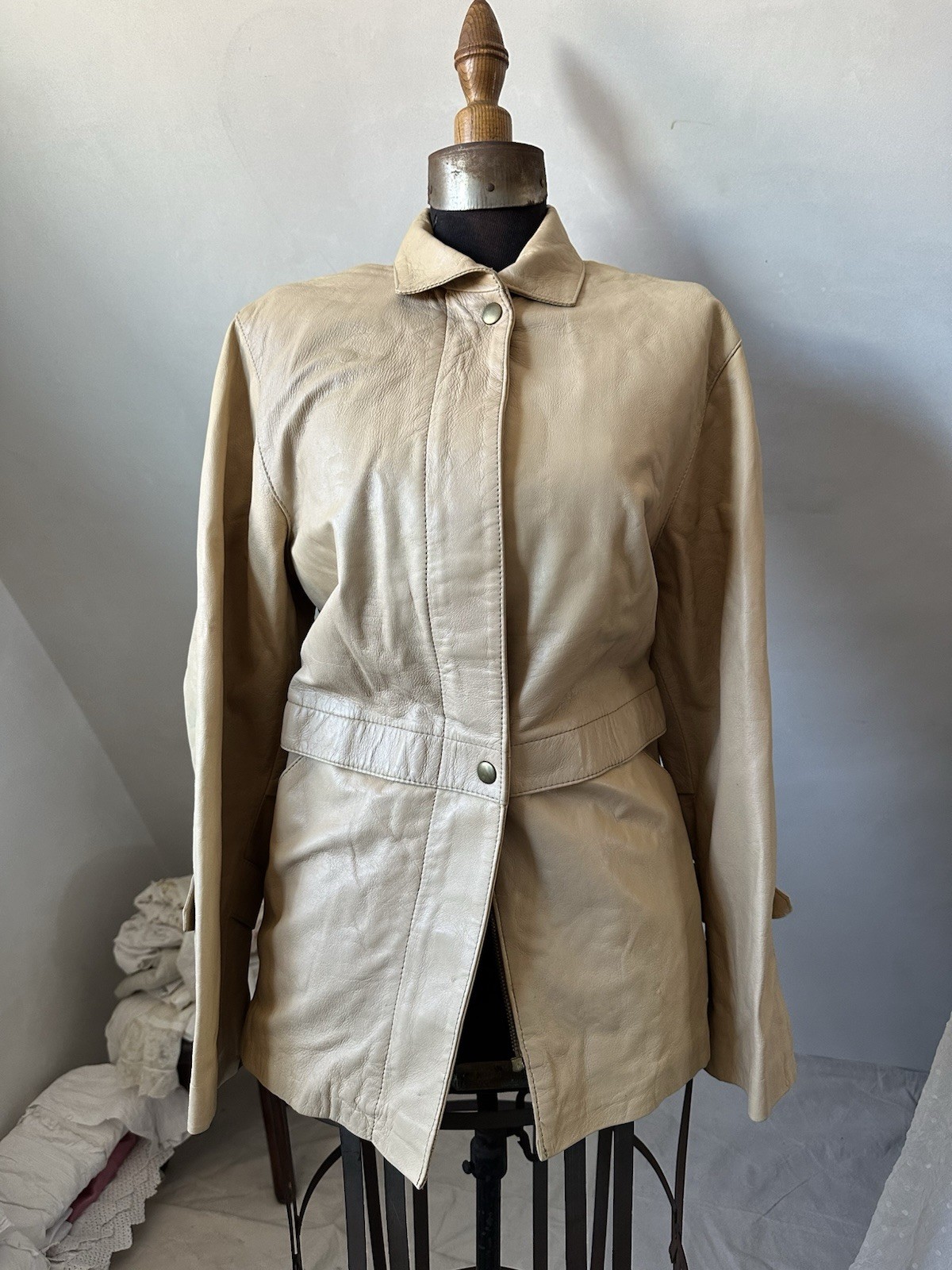 Vintage French 1970s Deerskin Leather Zip Jacket Women’s Small Designer
