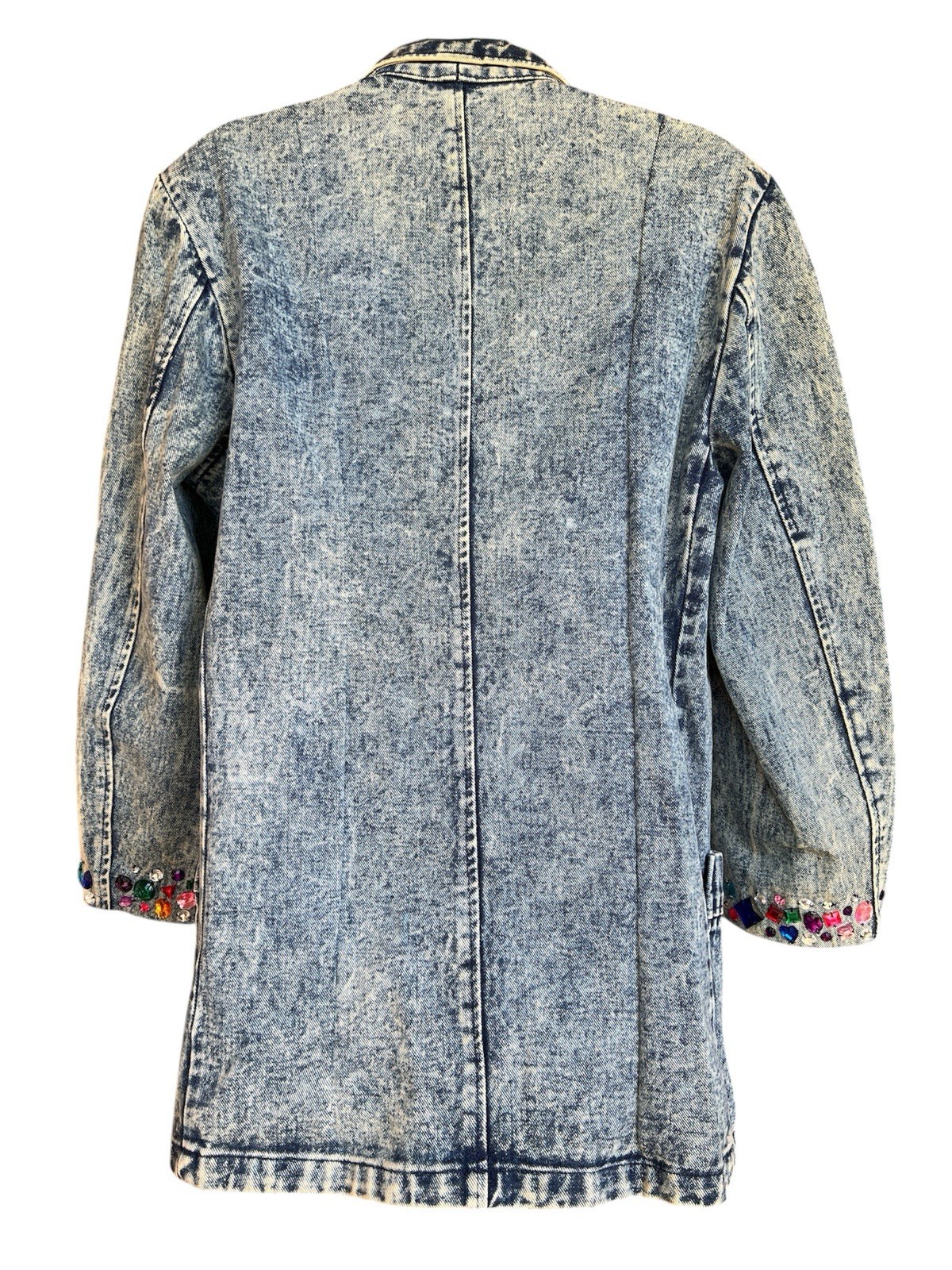 Vtg 80’s Acid Wash Denim Jacket Embellished Colorful Stones Women’s Sz M or L?