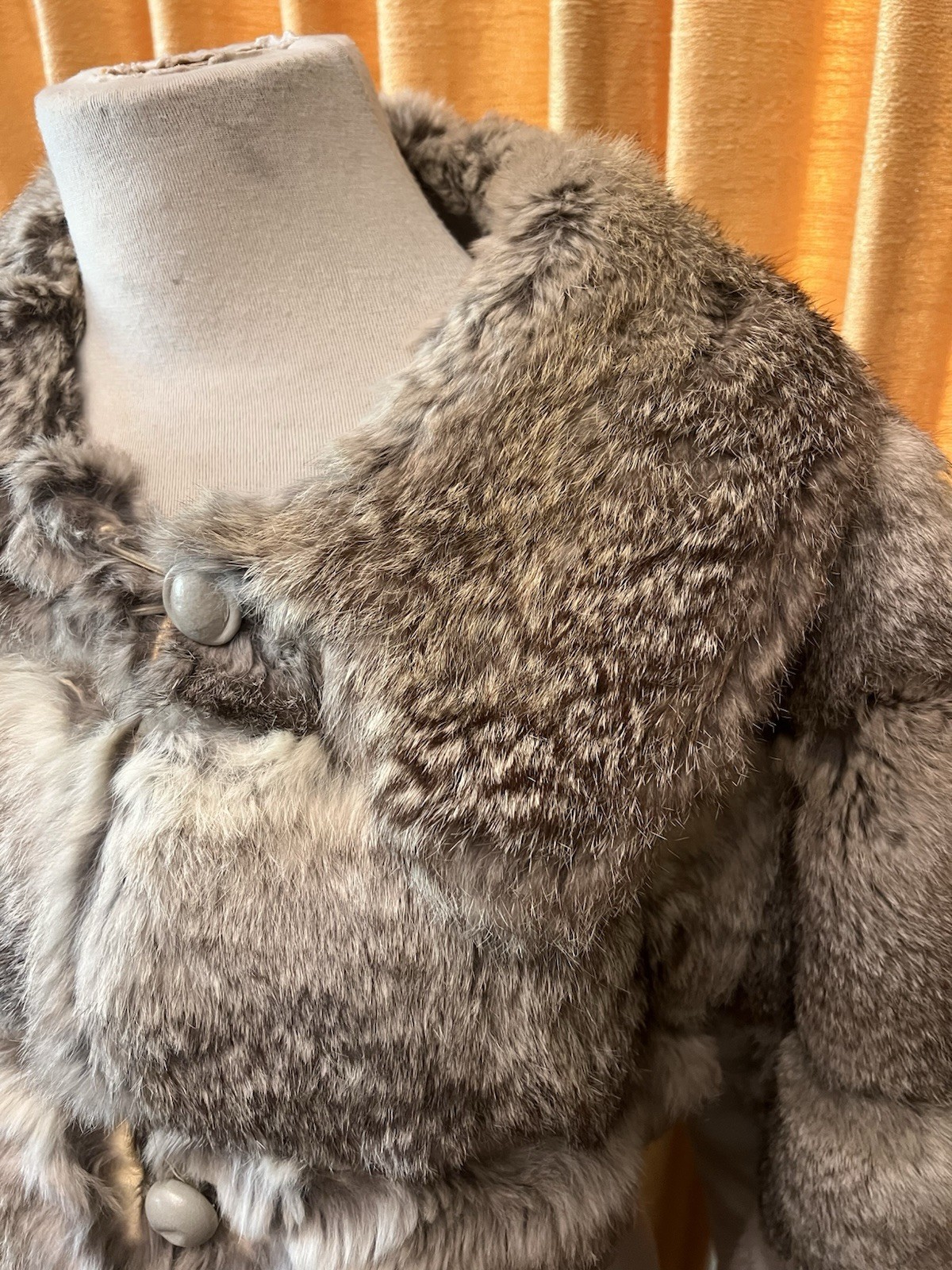 Vintage 1970s Cropped Genuine Rabbit Fur Coat