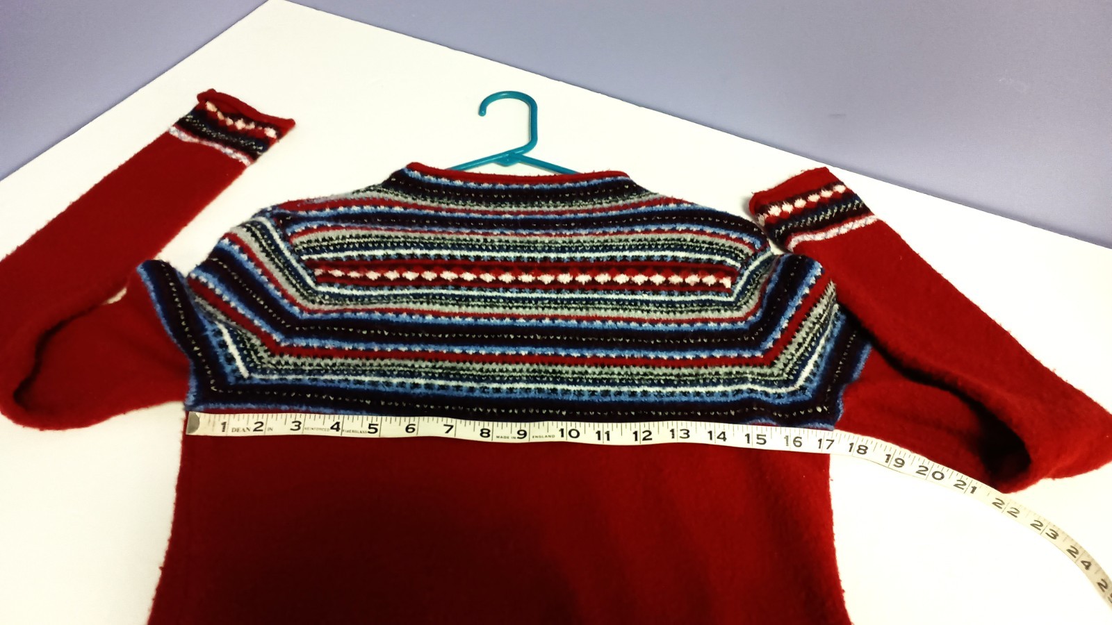 Sweater Ladies Tangents Red Multi Boatneck Acrylic Blend Medium Weight Sweater M