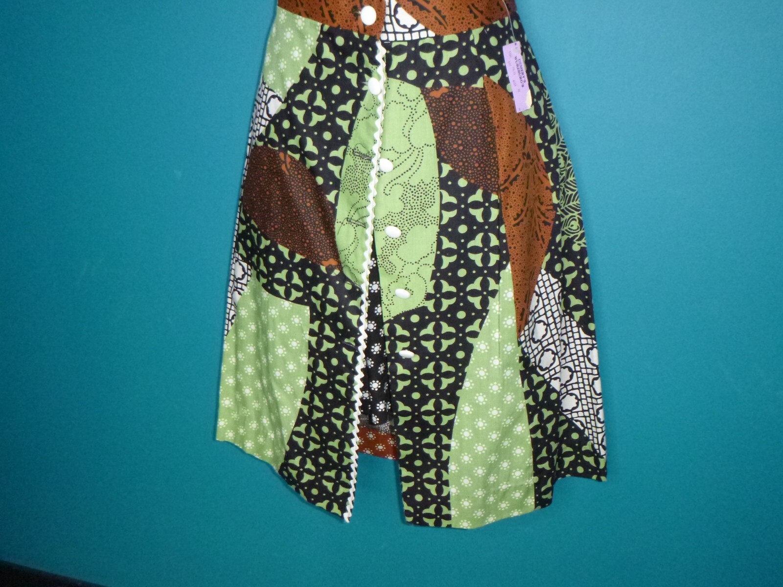 Vtg 70s Liberty Circle Zip Front Romper W/ Matching Button Front Skirt Sz L