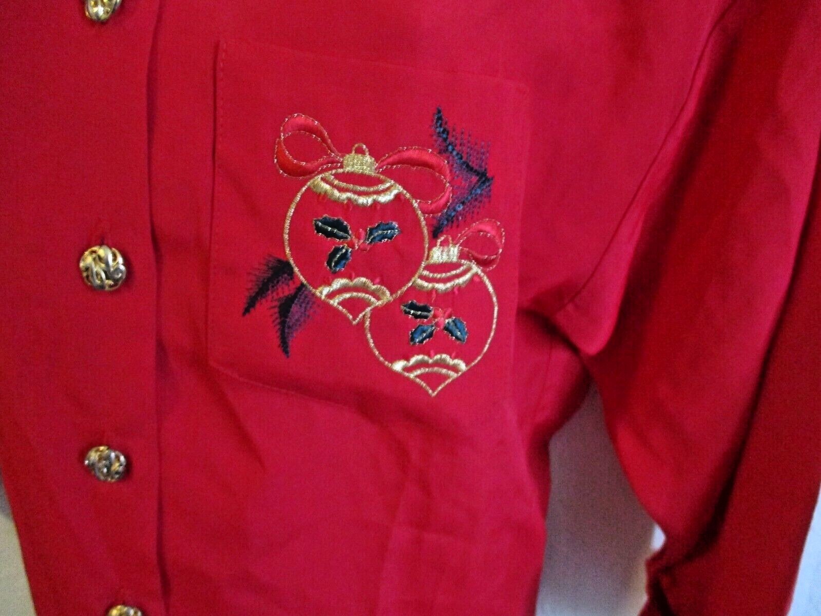 VTG Tina Barrie Shirt Size 10 Christmas Holiday Embroidery Top NWT