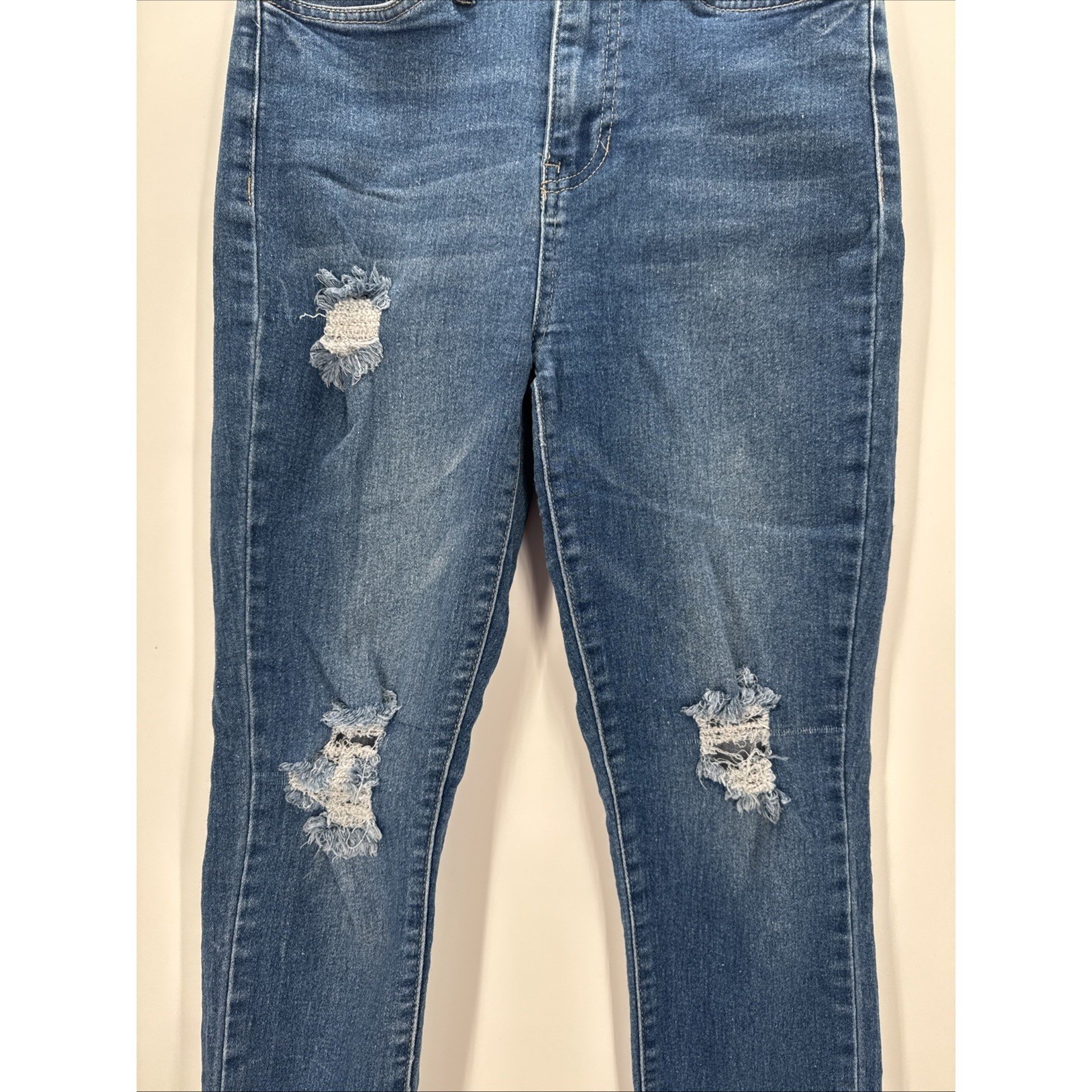 California Vintage Blue Jeans Womens Junior 7/28 Stretch Skinny Stonewash Zip