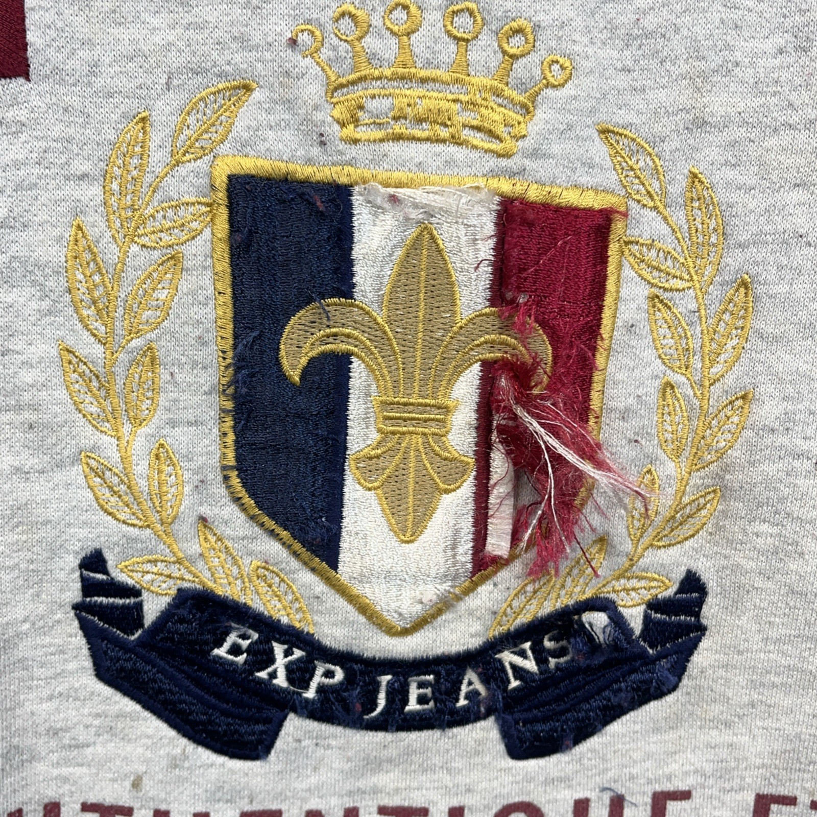 Vintage Express Jeans Sweatshirt Embroidered Logo Authentic Distressed Big L