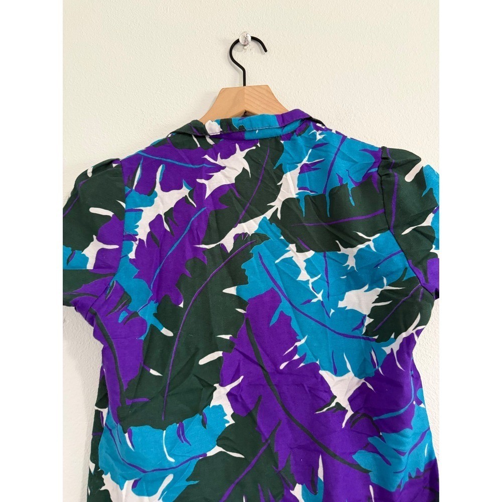 Vintage 1970’s Irene Kasmer – Tropical Floral Button Down Cropped Blouse