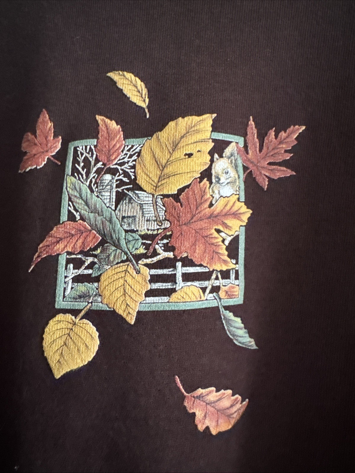 VTG 90s Morning Sun Flowers Fall Brown M Graphic Sweatshirt Granny Cottage Core