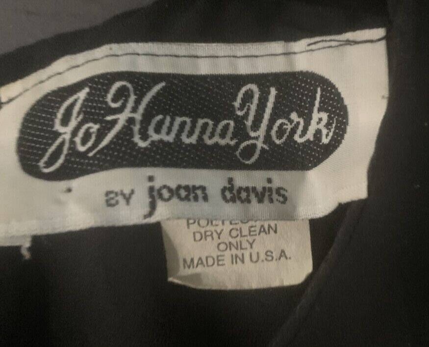 Vintage Jo Hanna York By Joan Davis Dress Black Cocktail with Lace Trim Sz 18