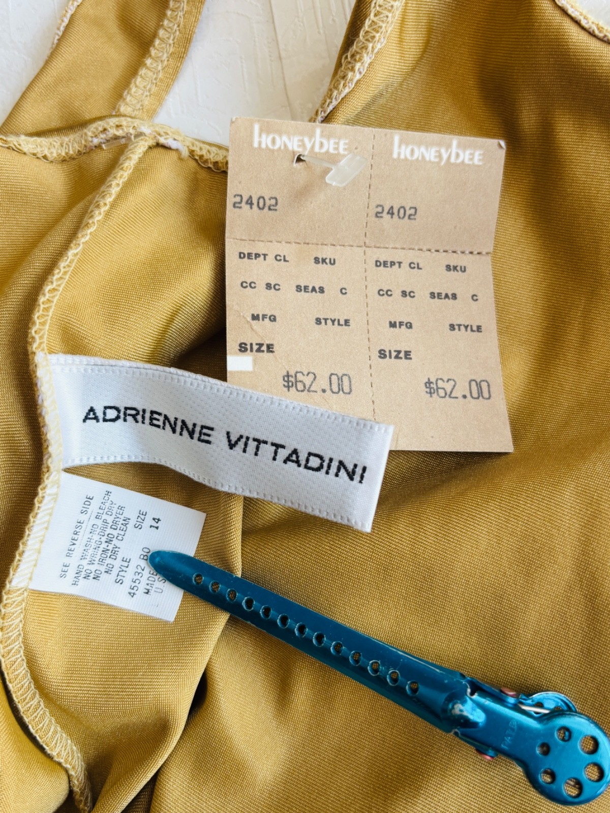 NOS VTG BALTEX 90’S ADRIENNE VITTADINI GOLD ONE PIECE HIGH CUT LEG SWIMSUIT*S/M