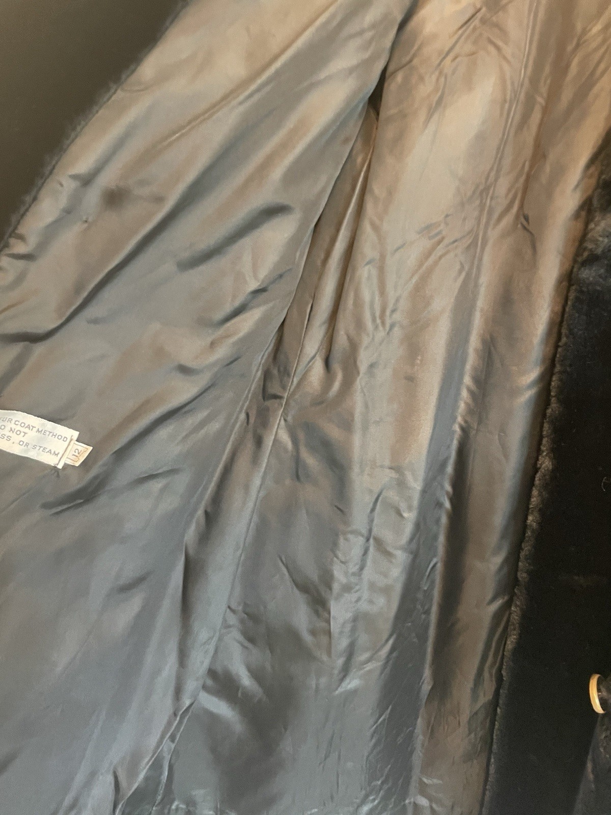 The Halle Bros. Co. Faux Black Fur Coat Size 12 Outdoor Women’s Vintage