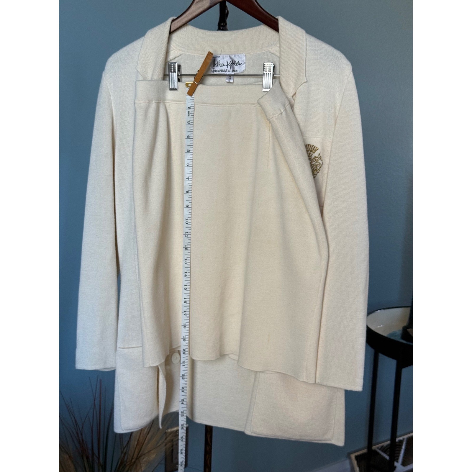 Vintage Cream Knit Skirt Suit Set | Arthur Kober Tricoville London DISPA Sz 10