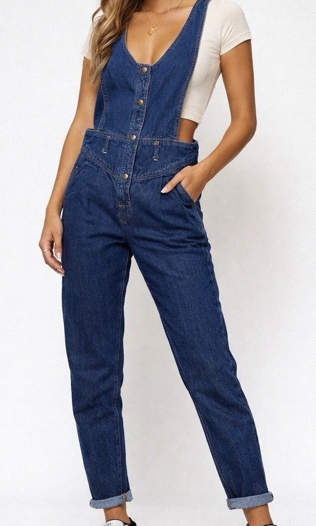 80s Ideas Vintage Denim Overalls | Boho Snap Front | USA Made