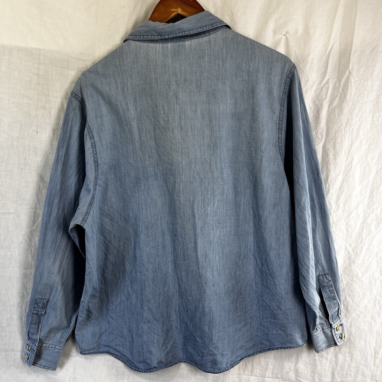 Hammerschmid Vintage Chambray Shirt Womens Size 40 German Cotton Embroidered