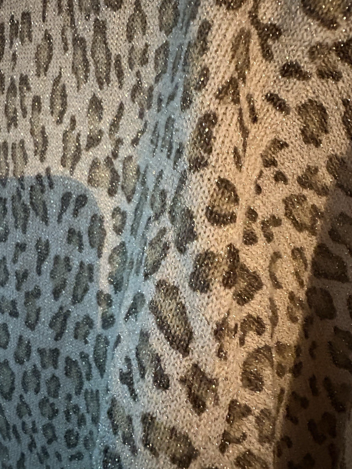 VTG Christine Philippe Couture Metallic Leopard Print Cardigan Sweater, Size XL