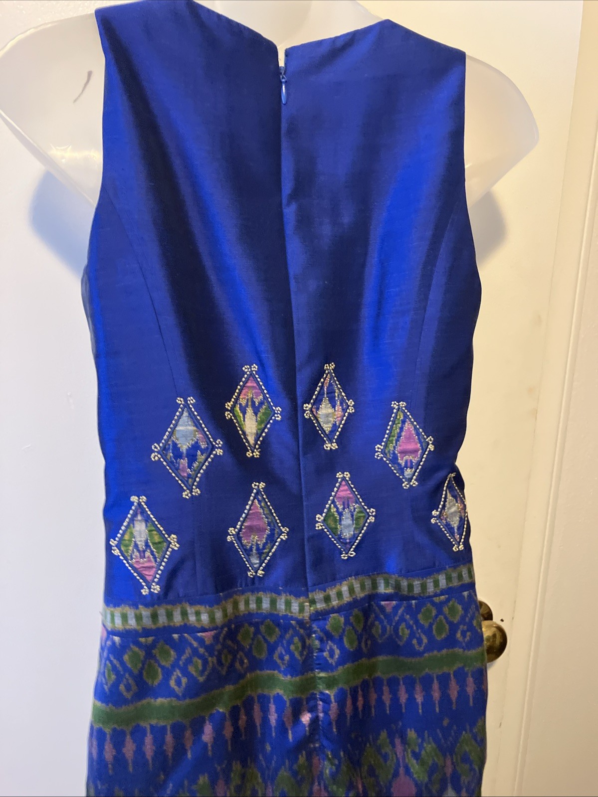 SAPPHIRE/ GOLD Traditional Evening Custom Silk Thai Formal Dress Jacket Suit 2P