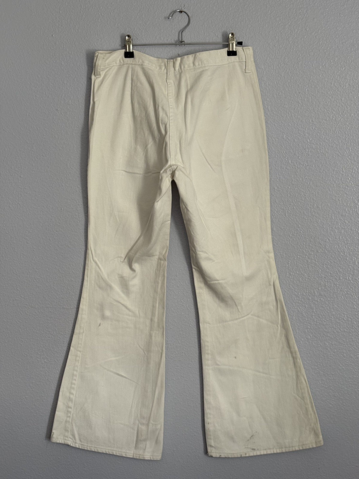 Vintage JC Penney Fashions White Bell Bottom jeans women’s Hippie Disco 32 x 30