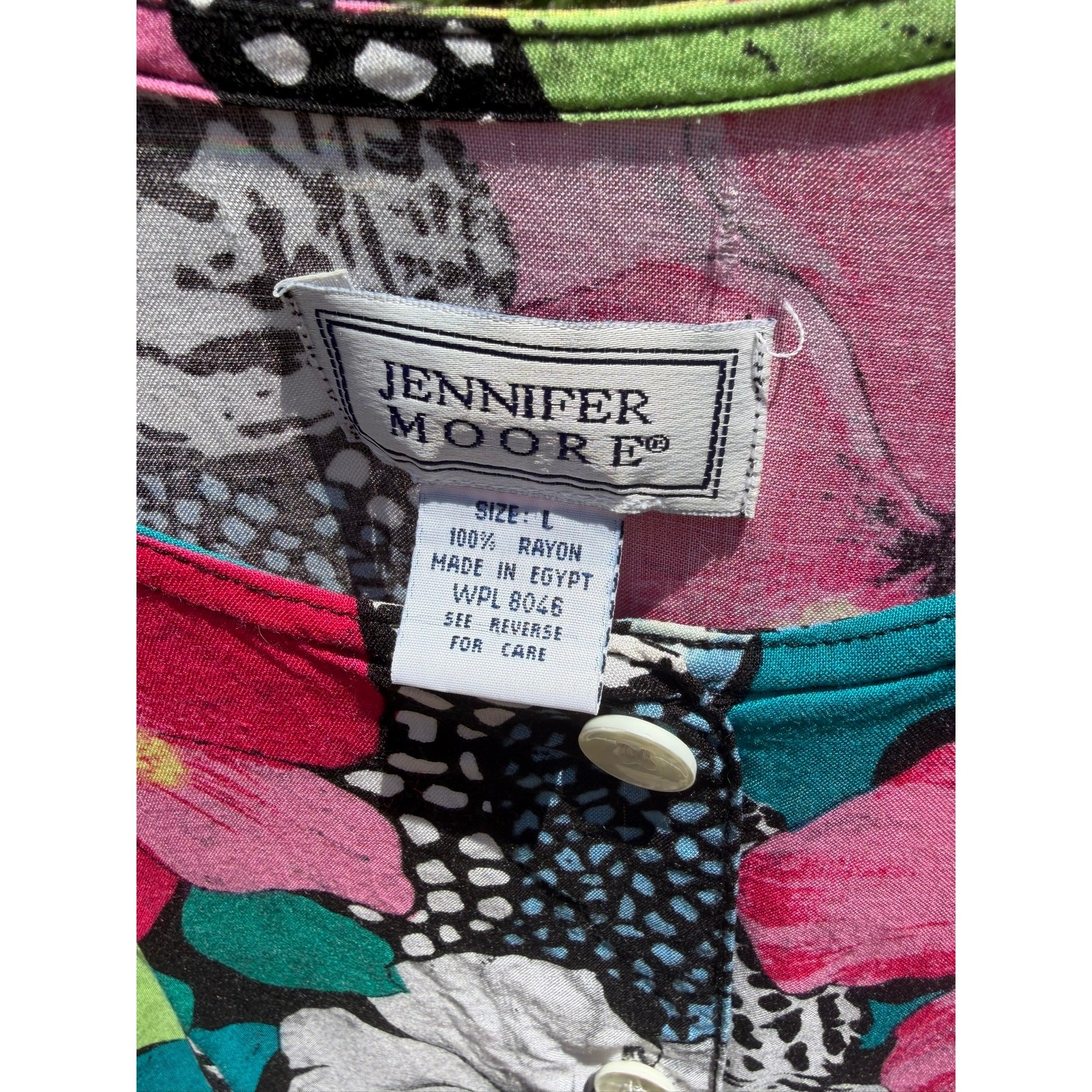 Vintage 90s A-Line Dress Large Rainbow Tropical Flowers and Fish Jennifer Moore